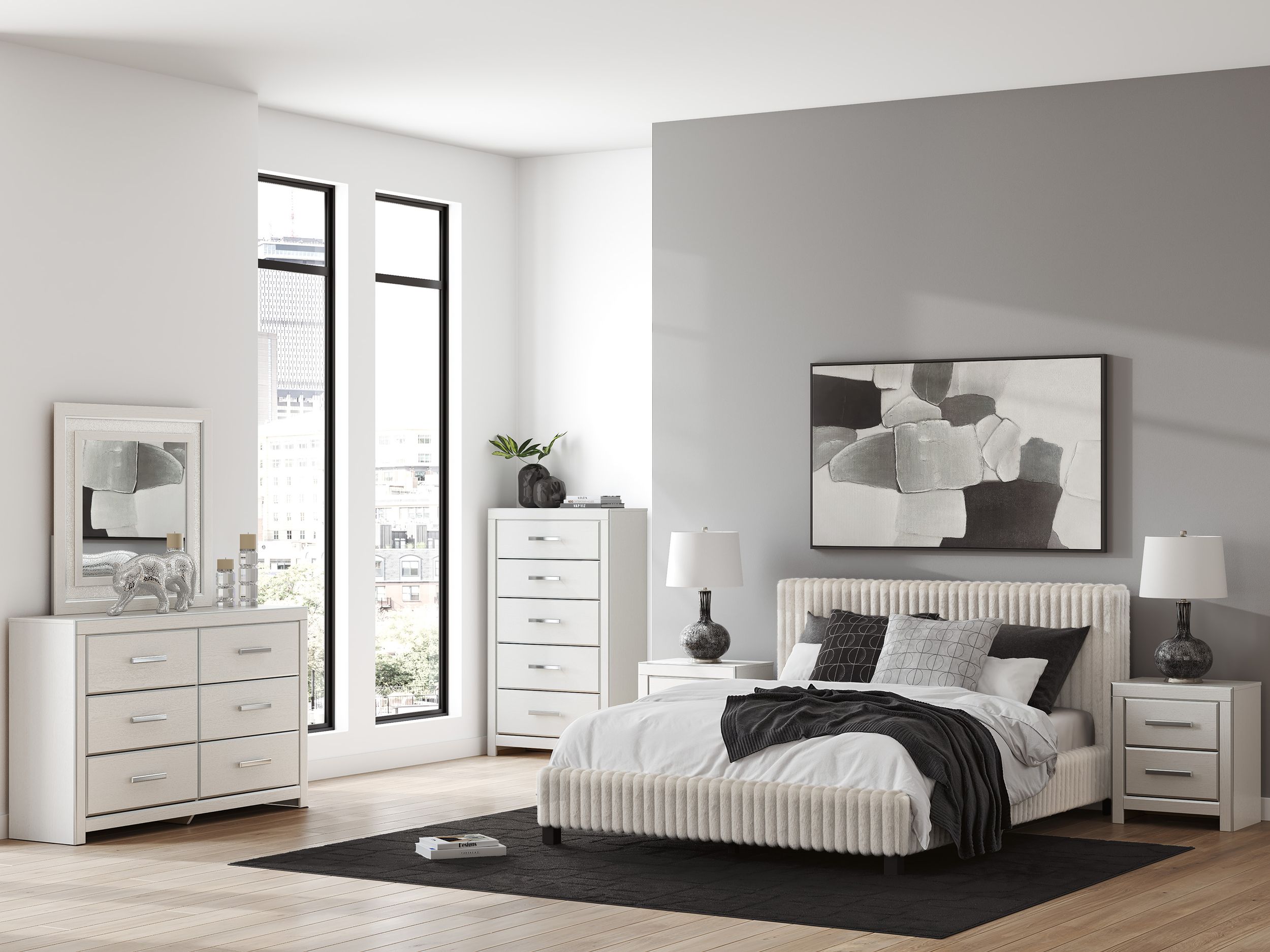 Zuraleus Polyester Upholstered Platform Bedroom Set
