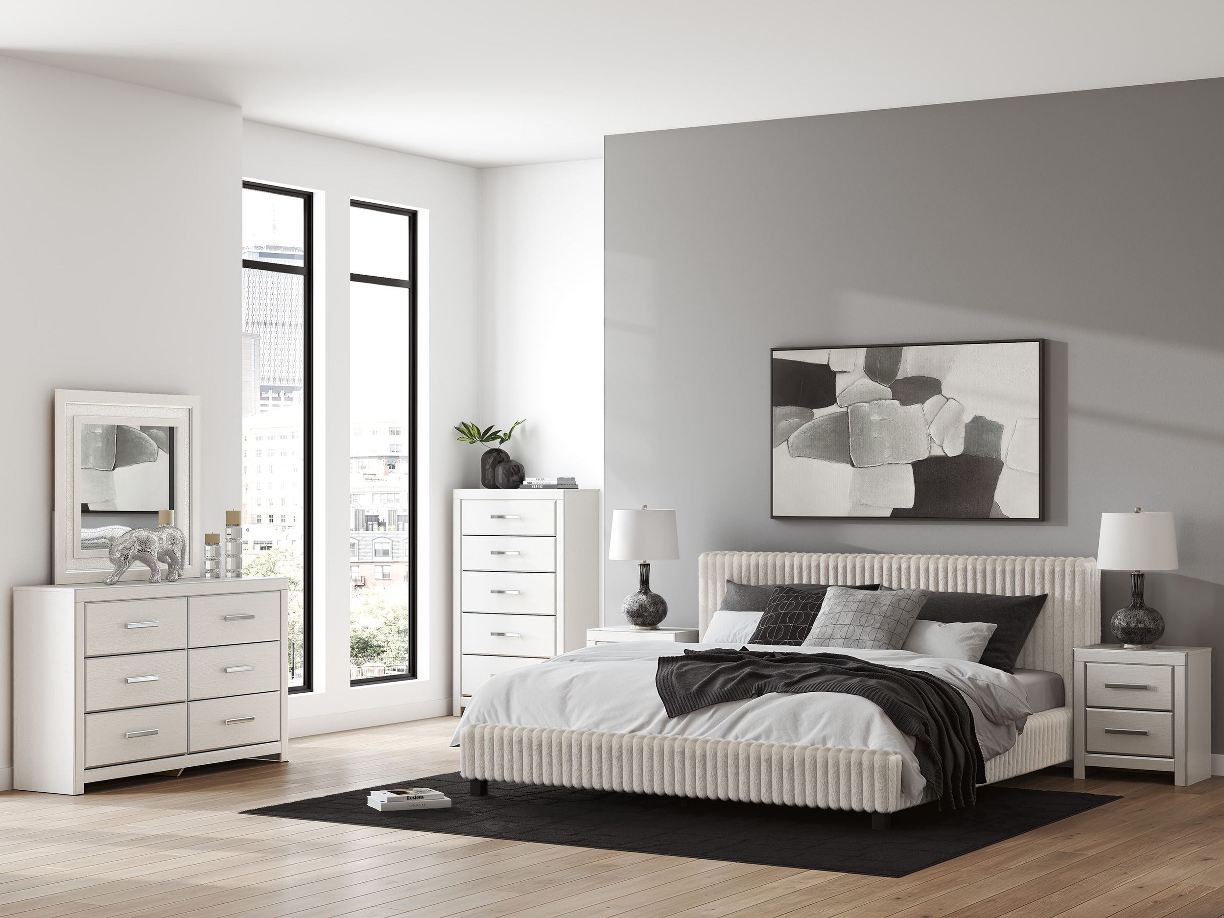 Zuraleus Polyester Upholstered Platform Bedroom Set