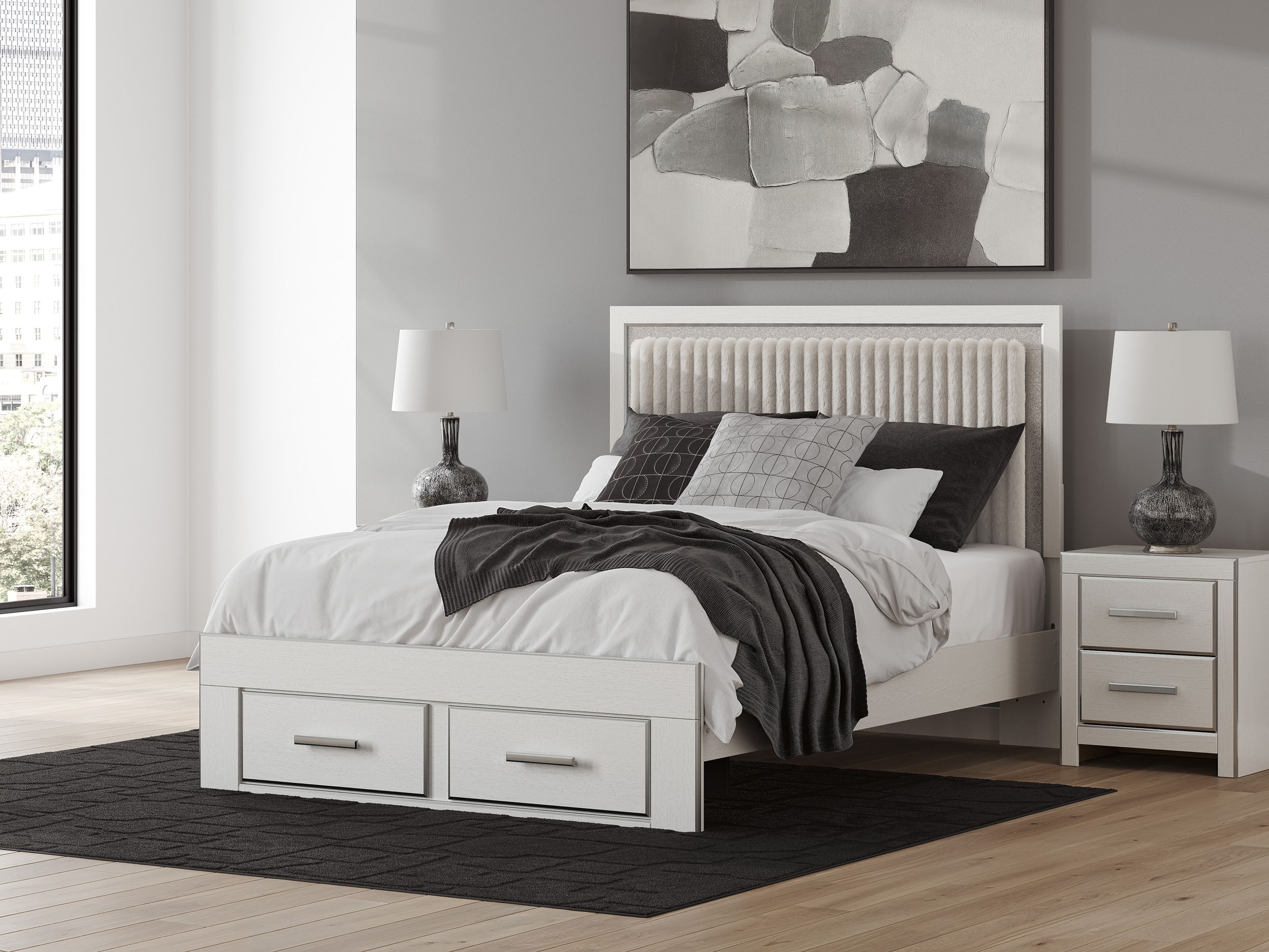 Zuraleus Wood/Polyester Storage Panel Bed, Queen Size
