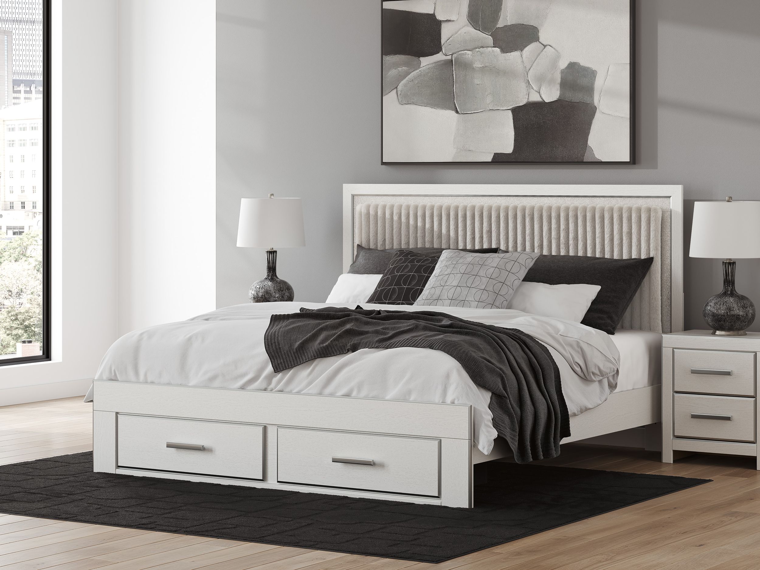 Zuraleus Wood/Polyester Storage Panel Bed, King Size