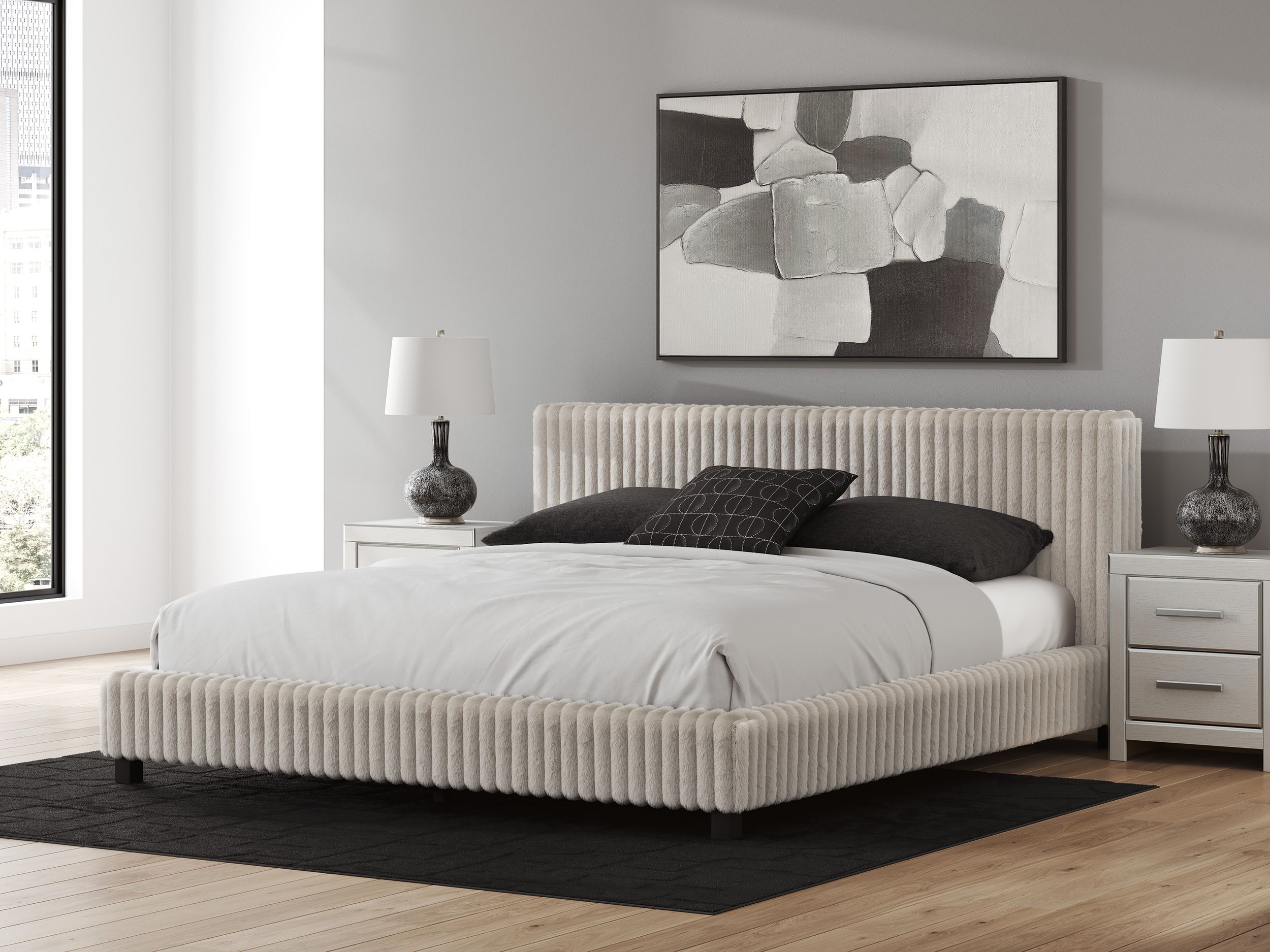 Zuraleus Polyester Upholstered Platform Bed, King Size