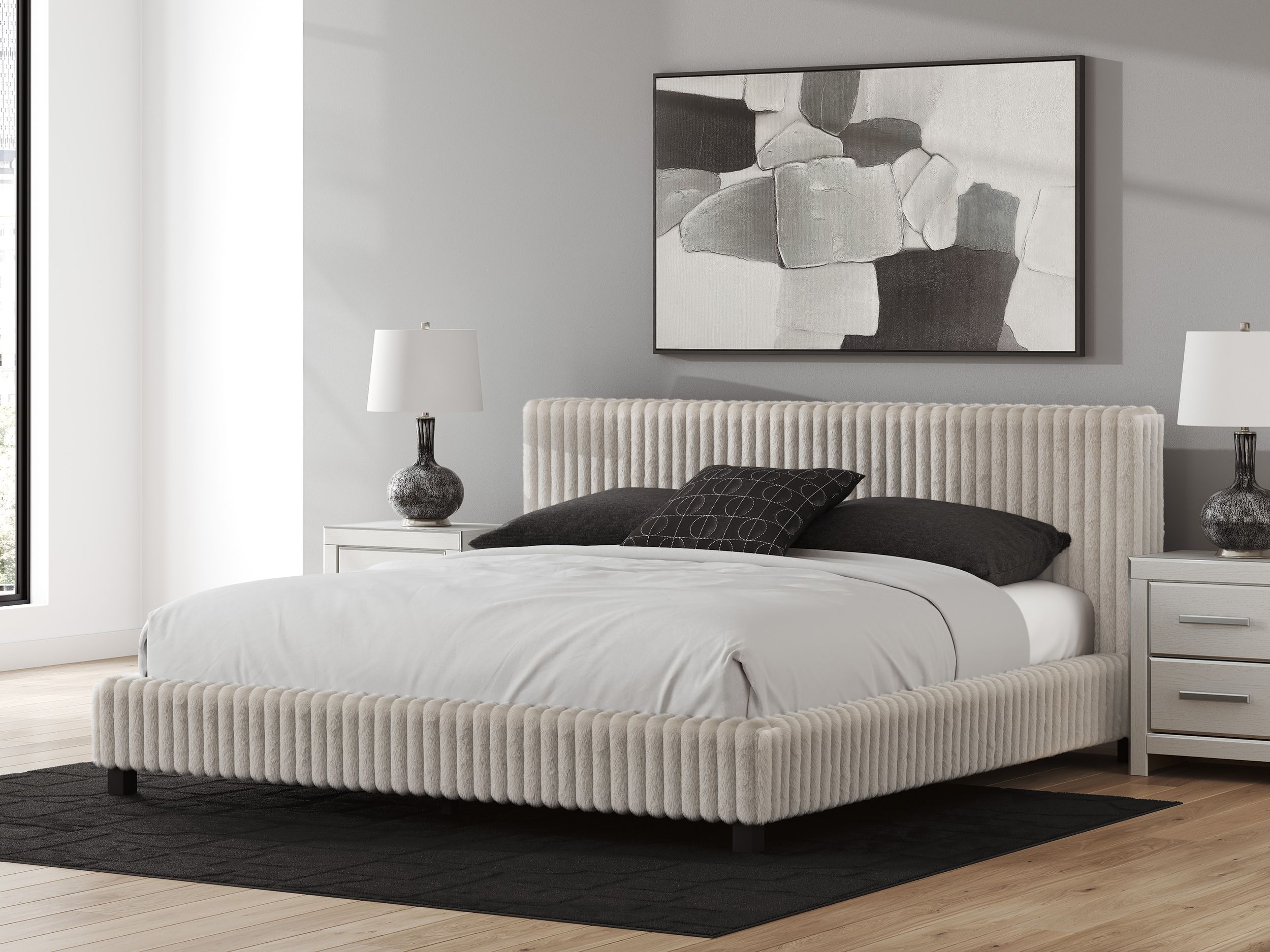 Zuraleus Polyester Upholstered Platform Bed, California King Size