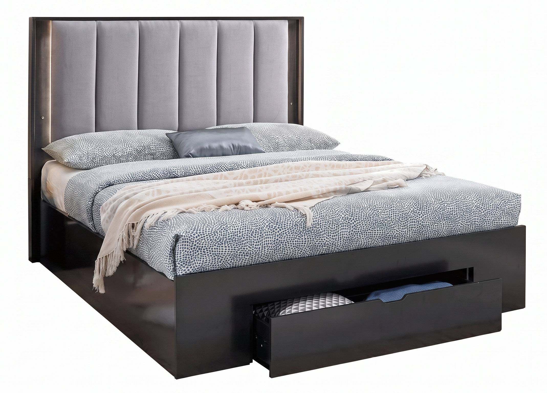 B36 Storage Platform Bed with Soft Headboard