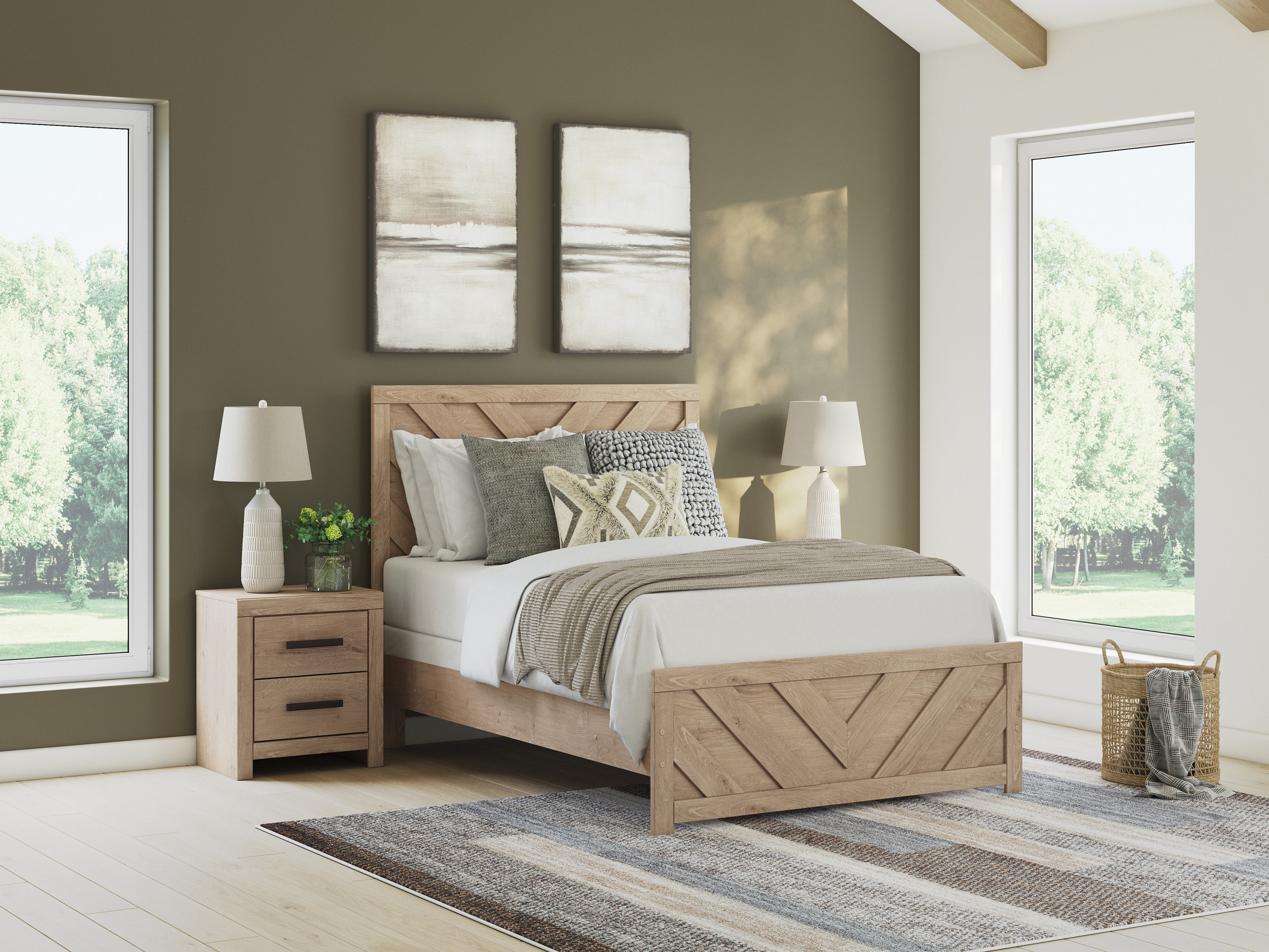 Sanginlane MDF Panel Bedroom Set