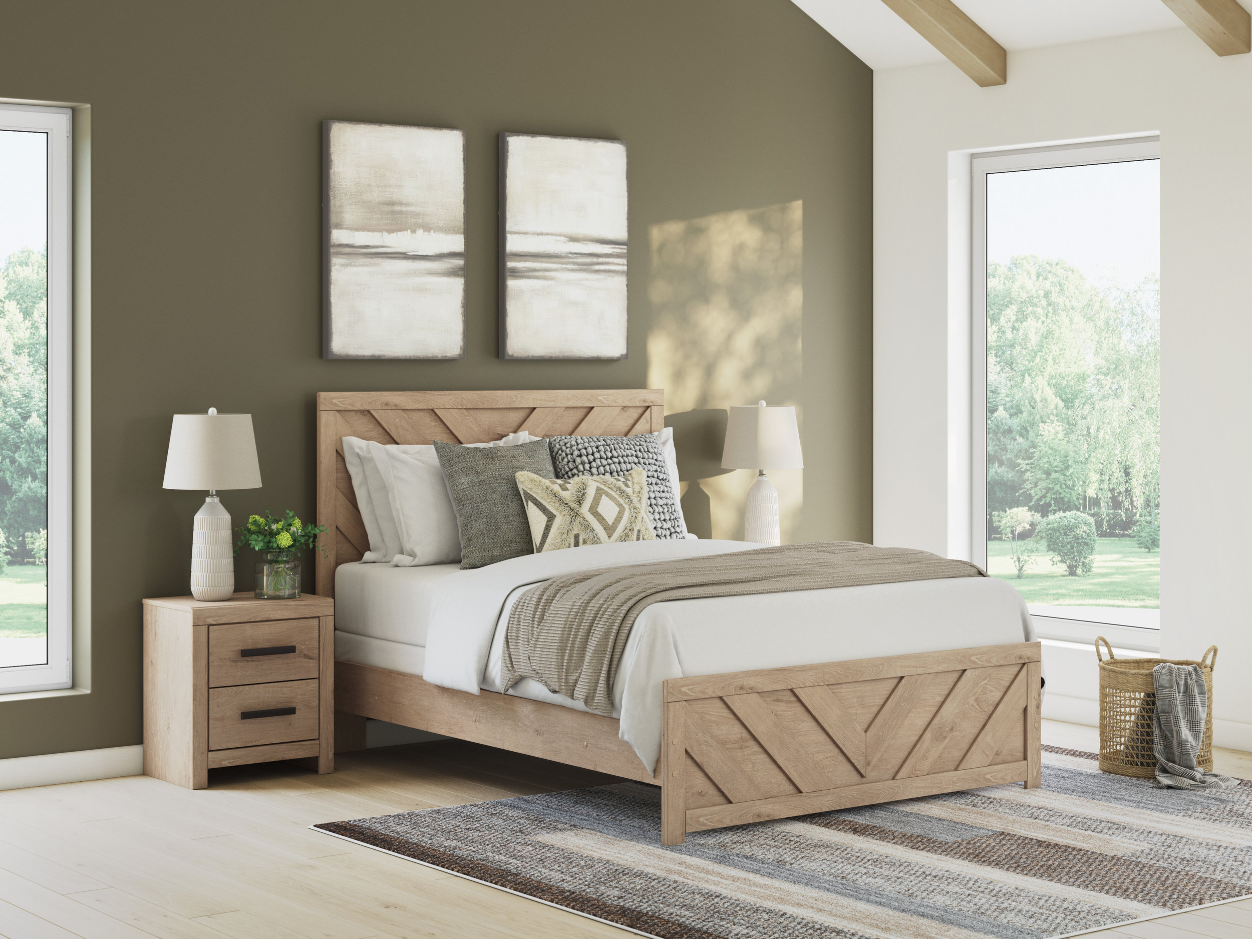 Sanginlane MDF Panel Bedroom Set