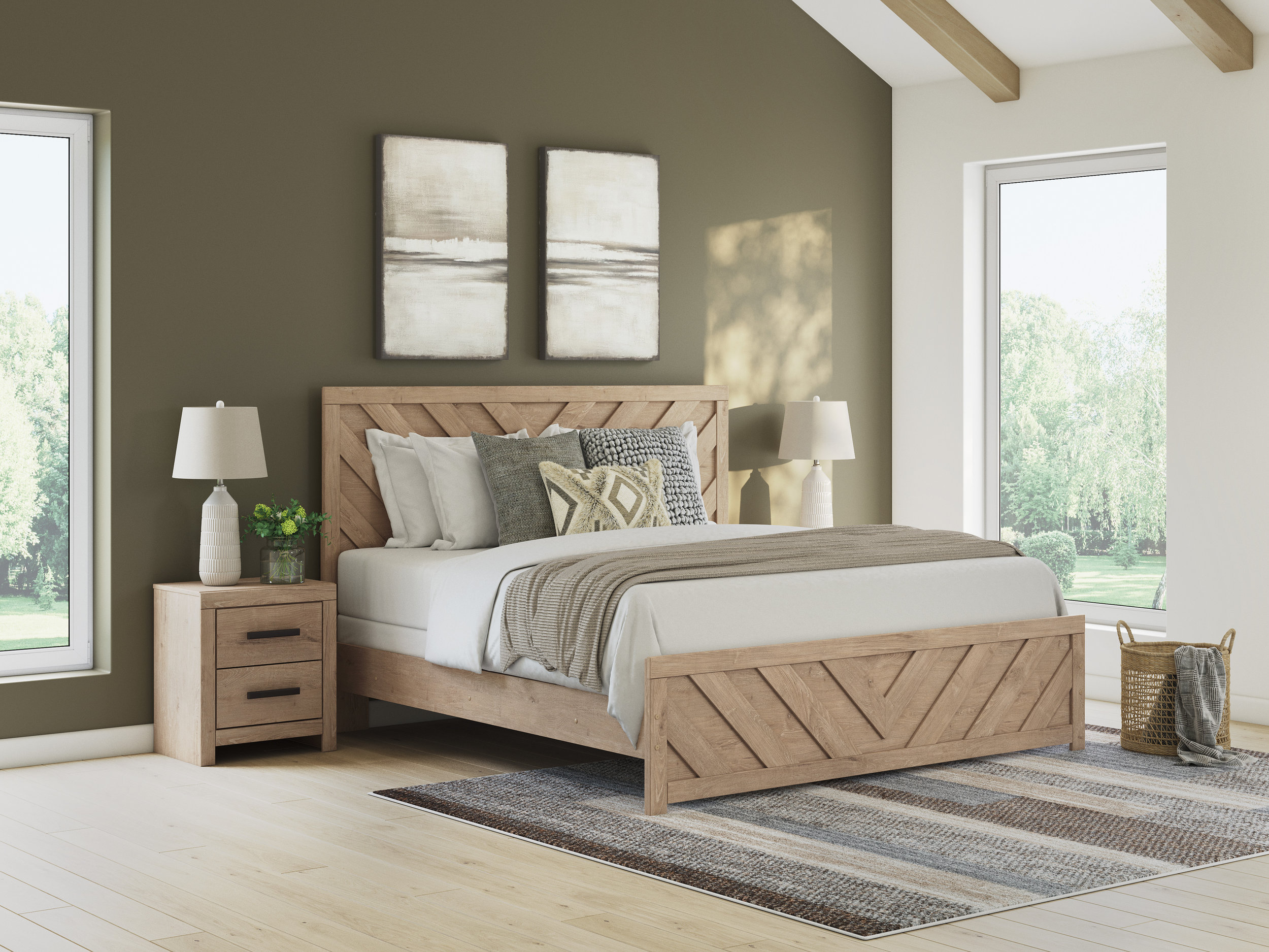 Sanginlane MDF Panel Bedroom Set