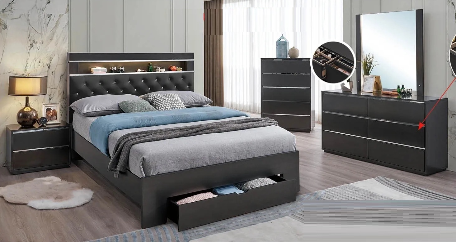 B37 Storage Platform Bedroom Set with LED Light
