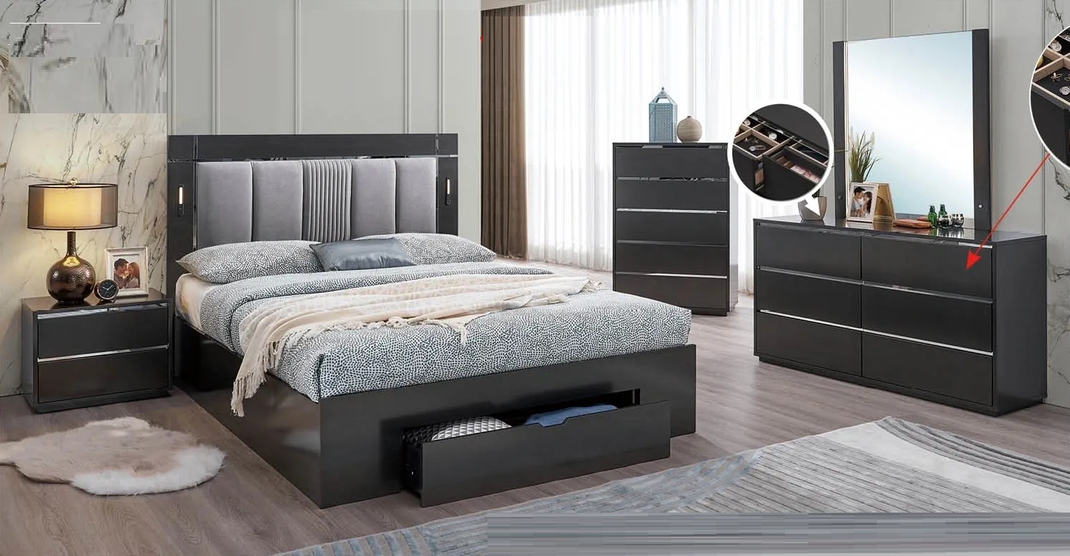 B38 Storage Platform Bedroom Set with LED Light