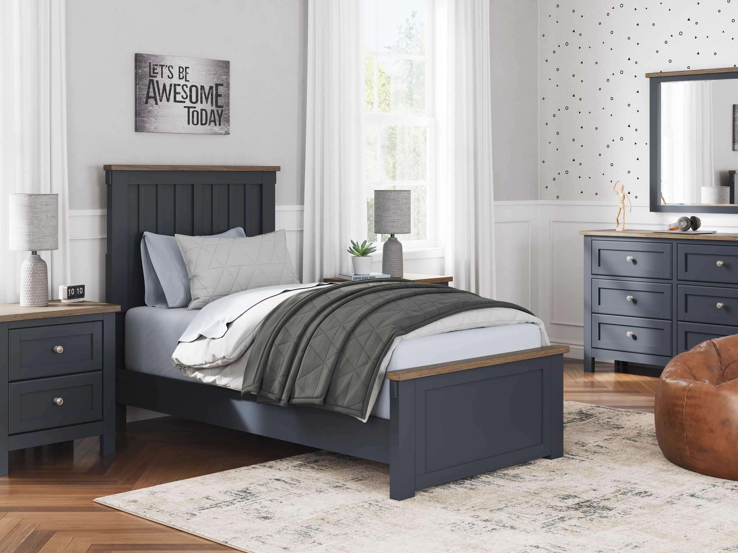 Landocken Wood/MDF Panel Bed
