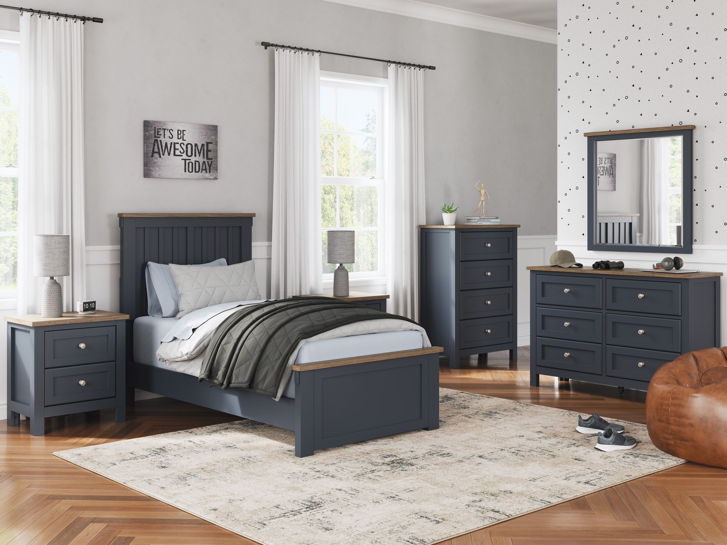 Landocken Wood/MDF Panel Bed