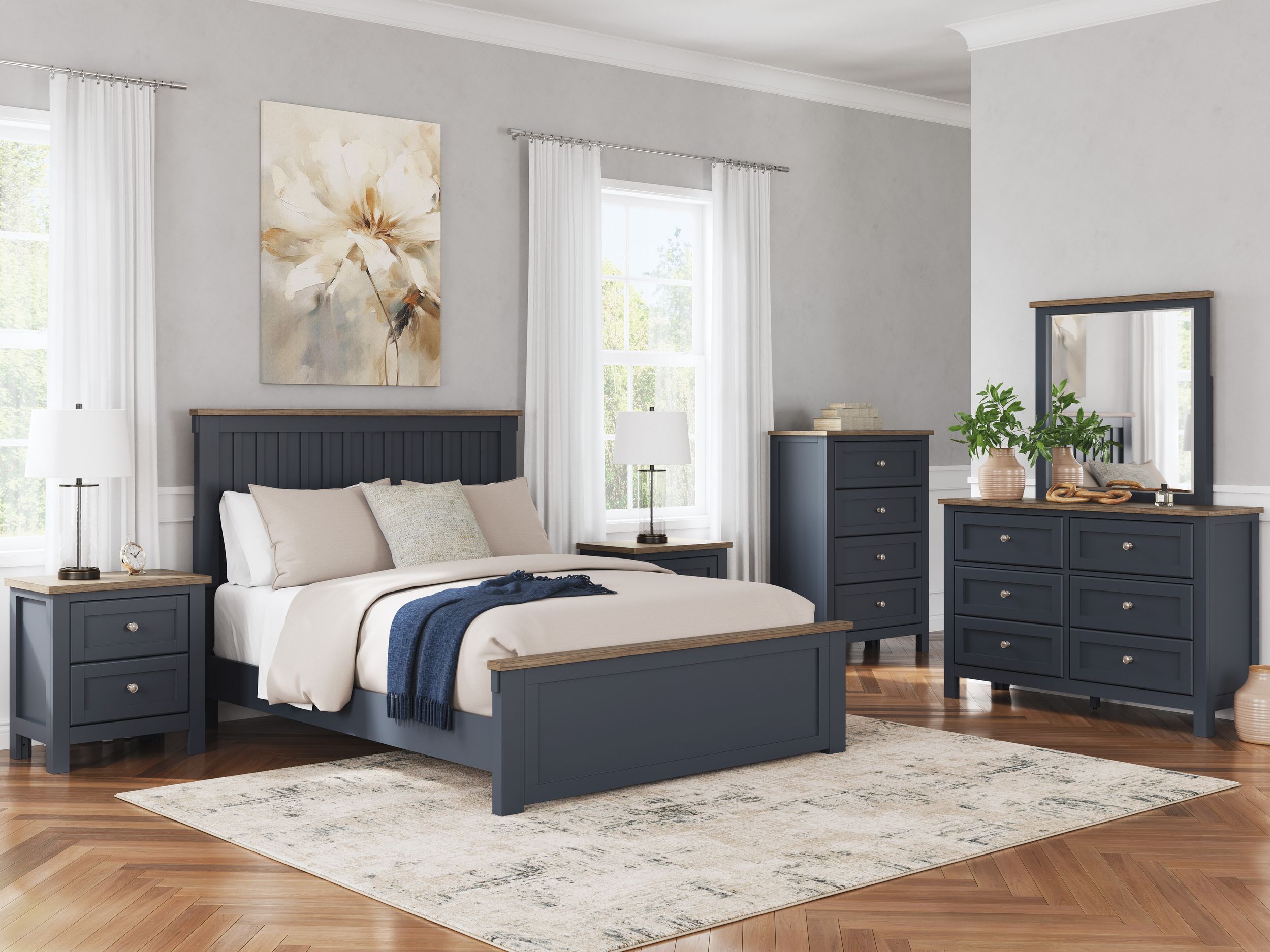 Landocken Wood/MDF Panel Bed, Queen Size