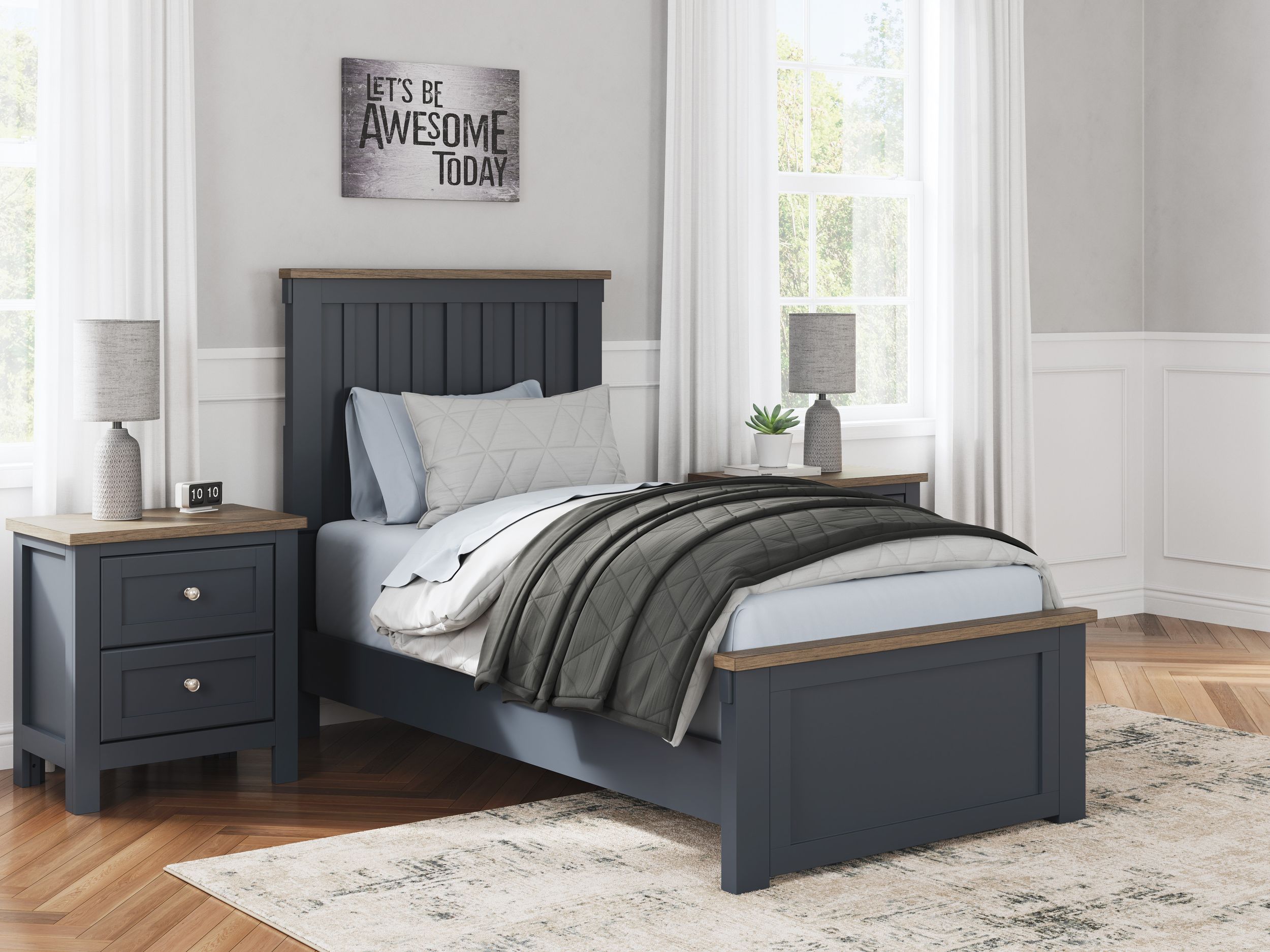 Landocken Wood/MDF Panel Bed