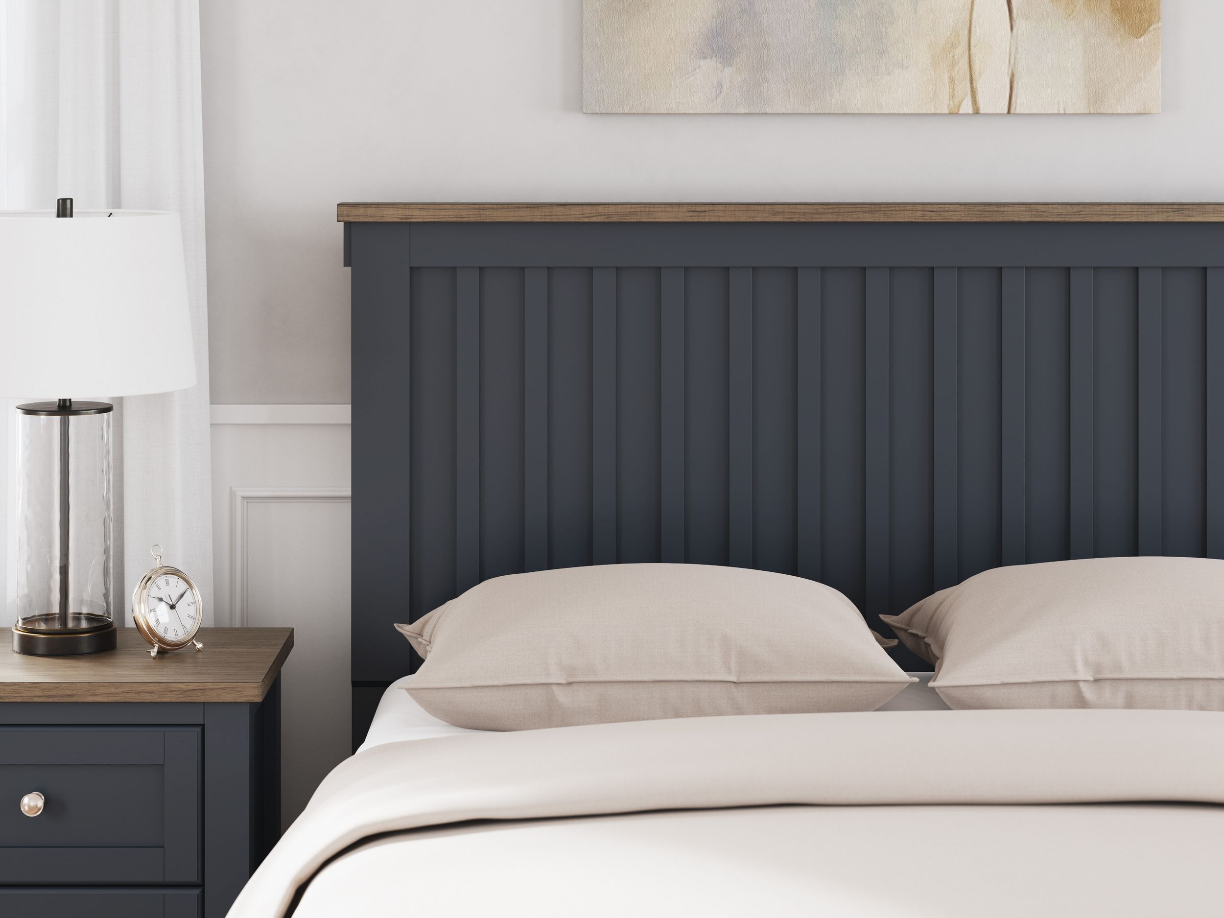 Landocken Wood/MDF Panel Bed, Queen Size