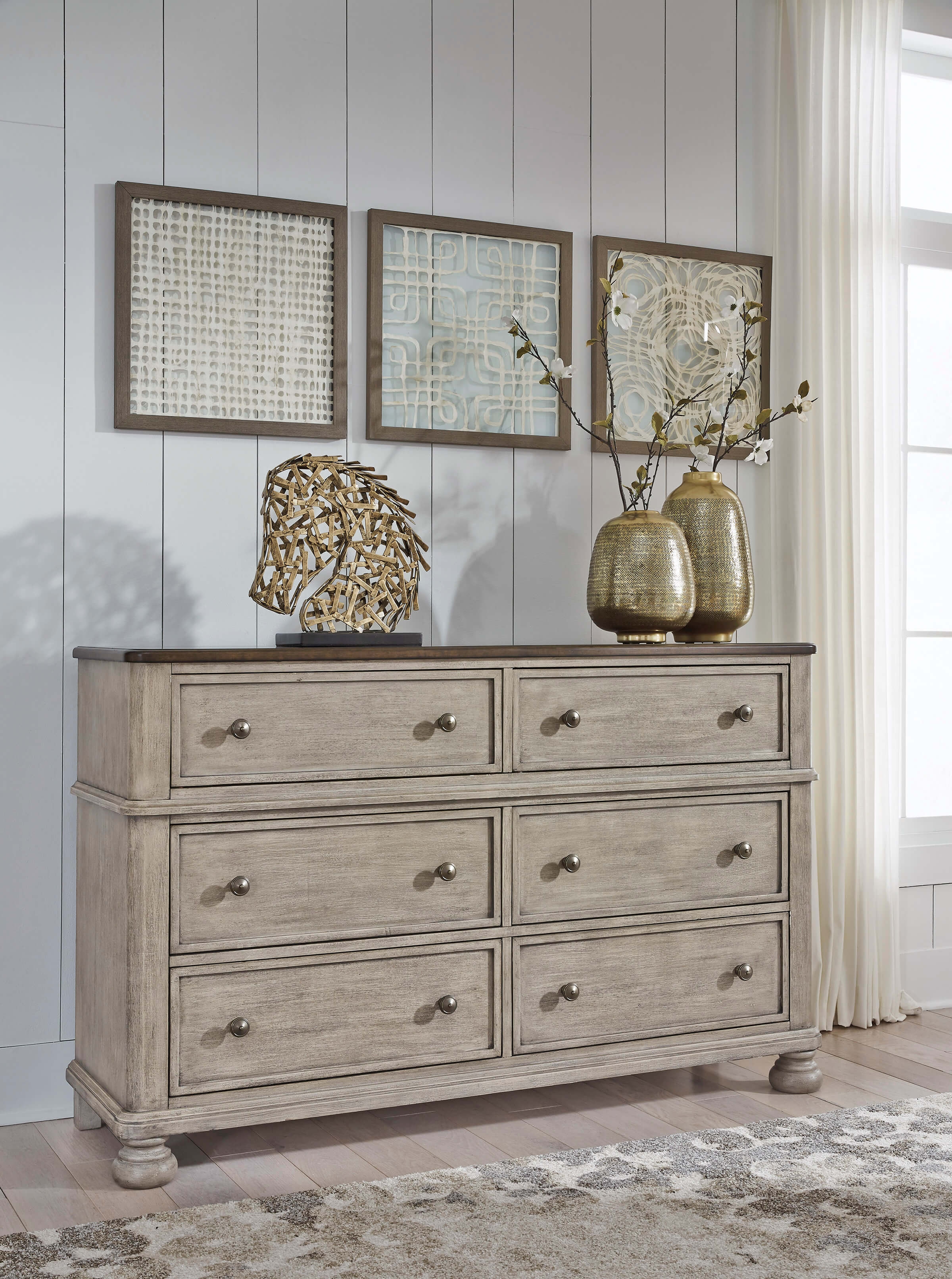 Ashley SM Falkhurst Fabric Upholstered Panel Bedroom Set