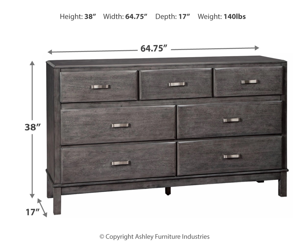Caitbrook Wood Drersser w/7 Drawers