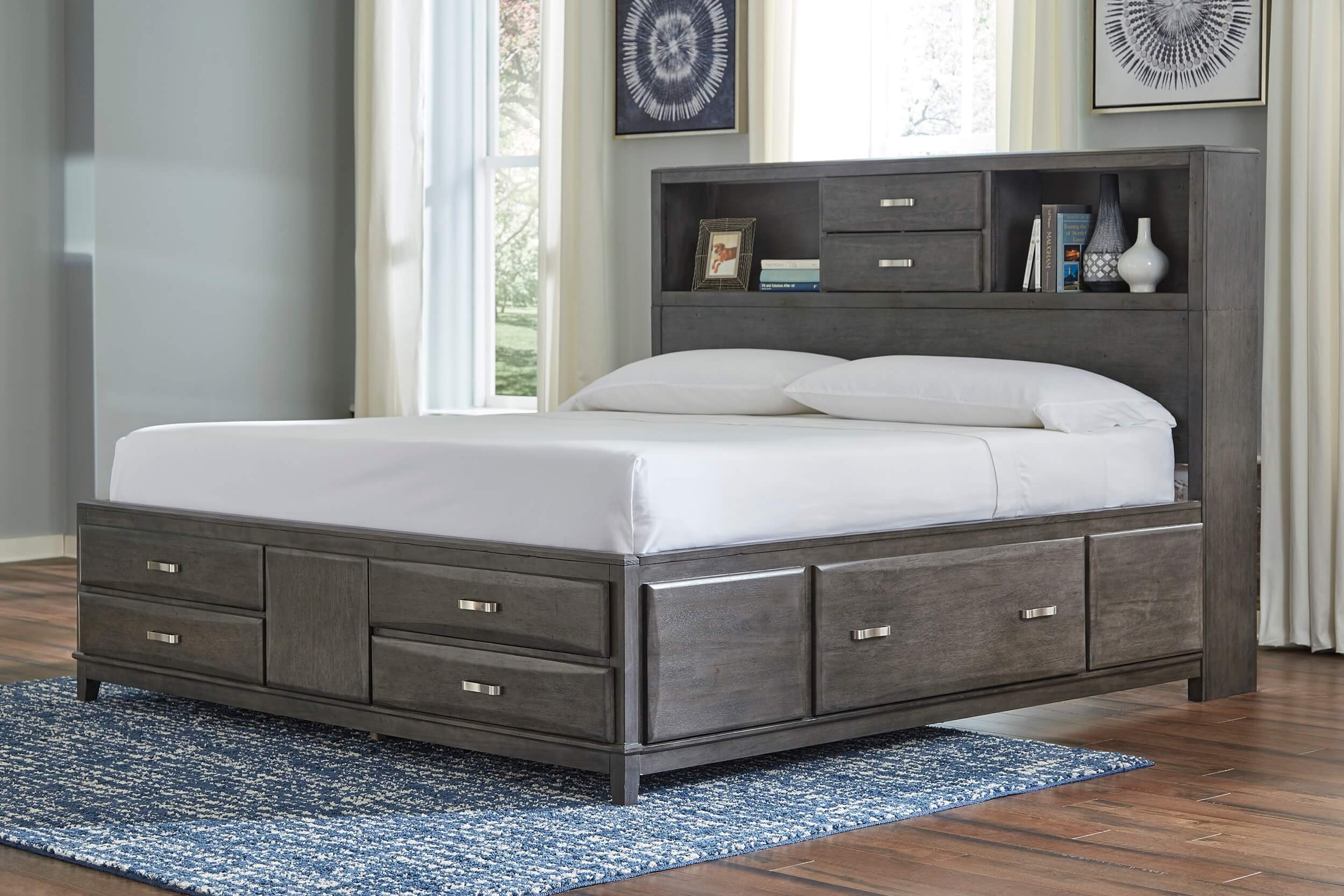 Caitbrook Wood Storage Bed w/8 Drawers, California King Size