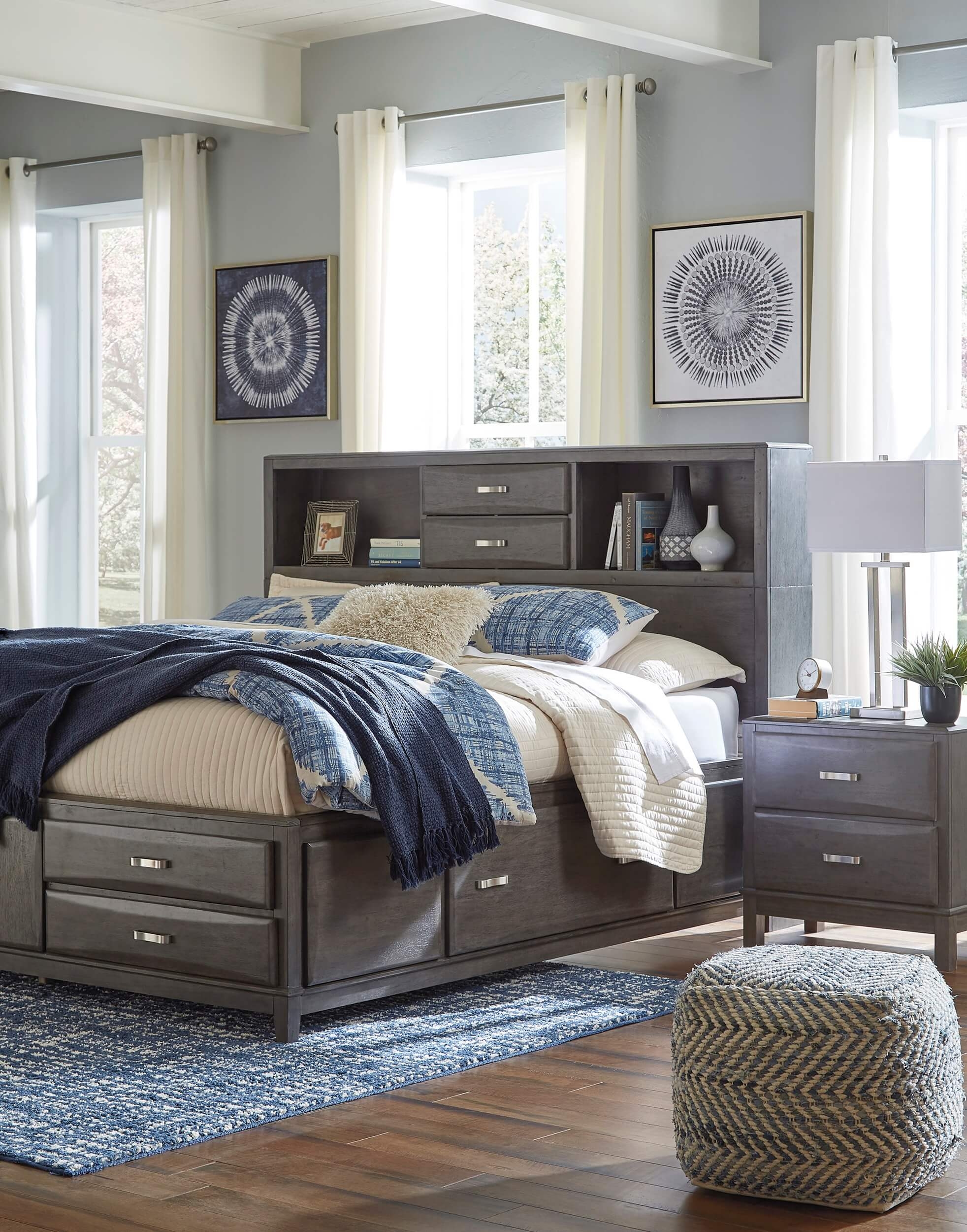 Caitbrook Wood Storage Bed w/8 Drawers, California King Size