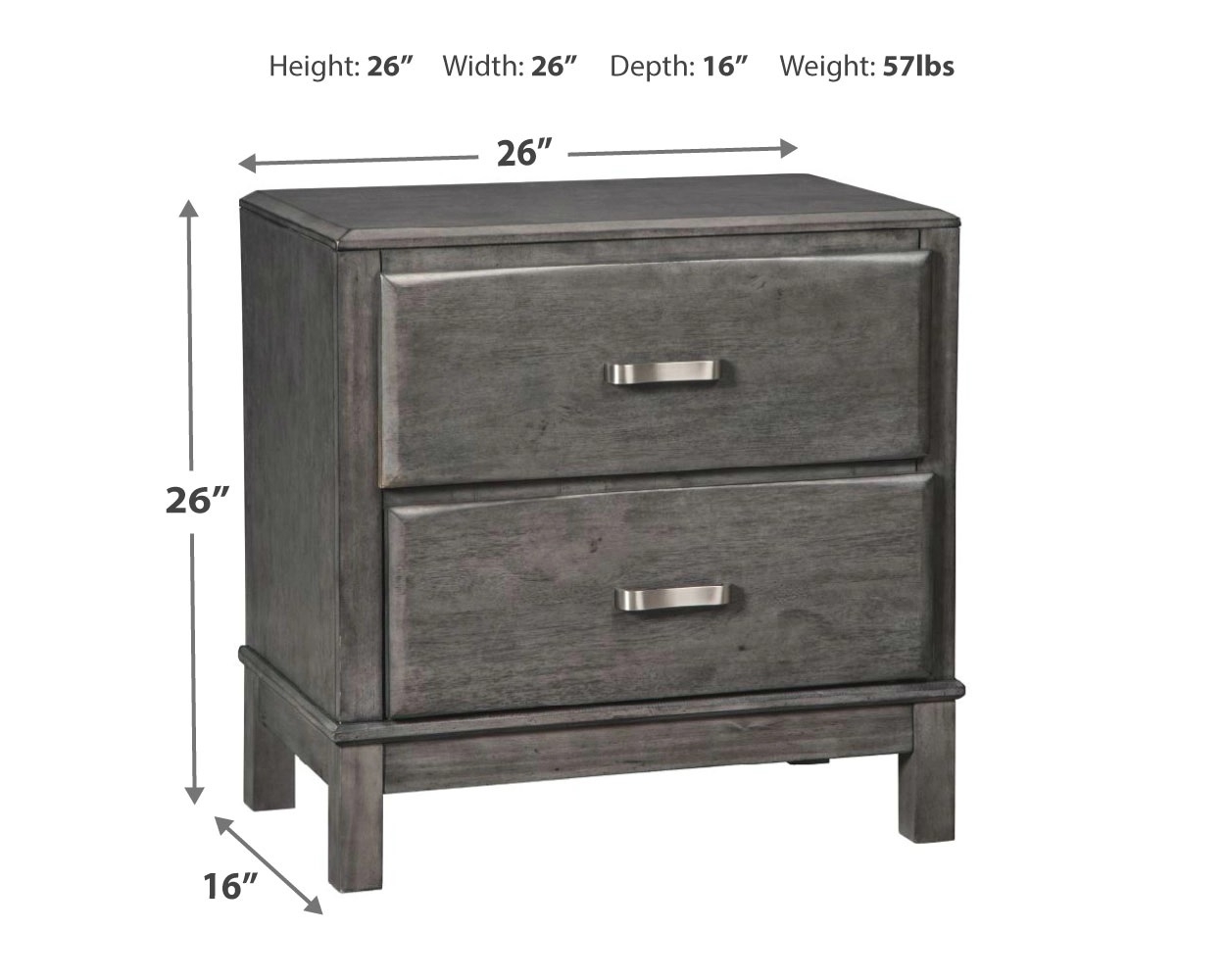 Caitbrook Wood Nightstand w/2 Drawers