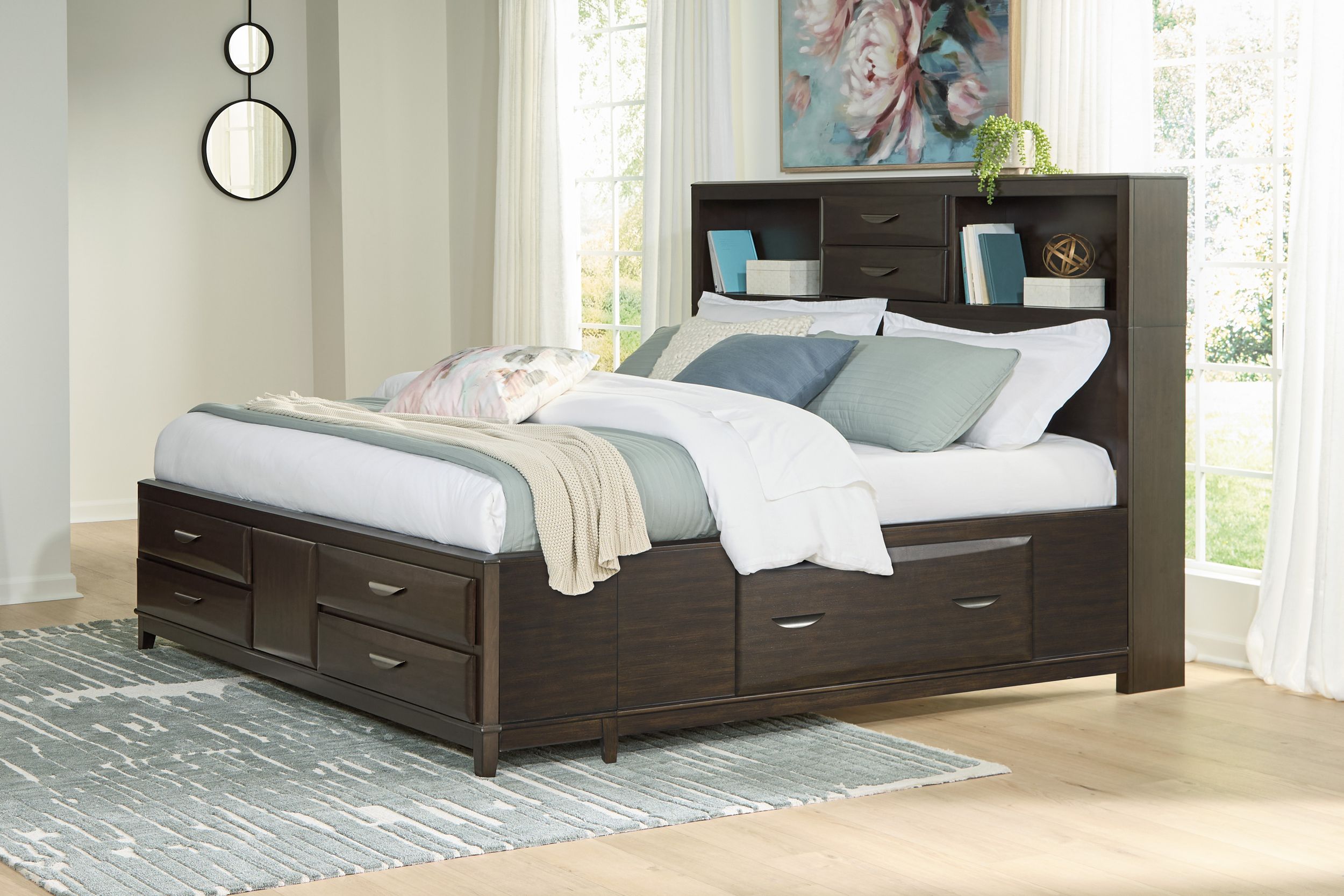 Vanmore Wood Platform Storage Bed, Full Size