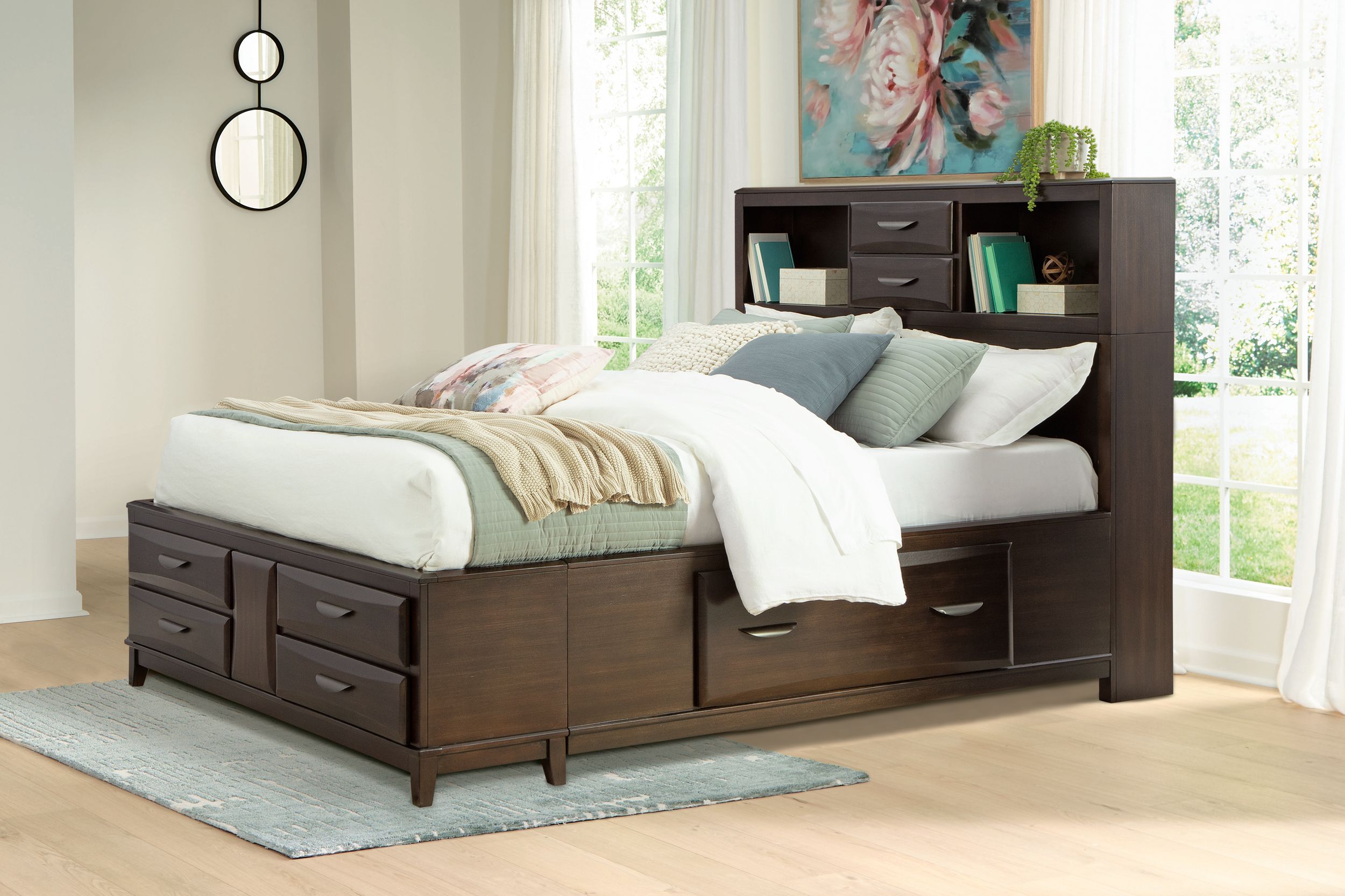 Vanmore Wood Platform Storage Bed, Queen Size