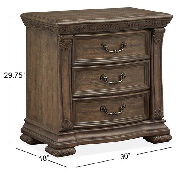 SM Durango Wood 3 Drawer Nightstand w/USB Charger