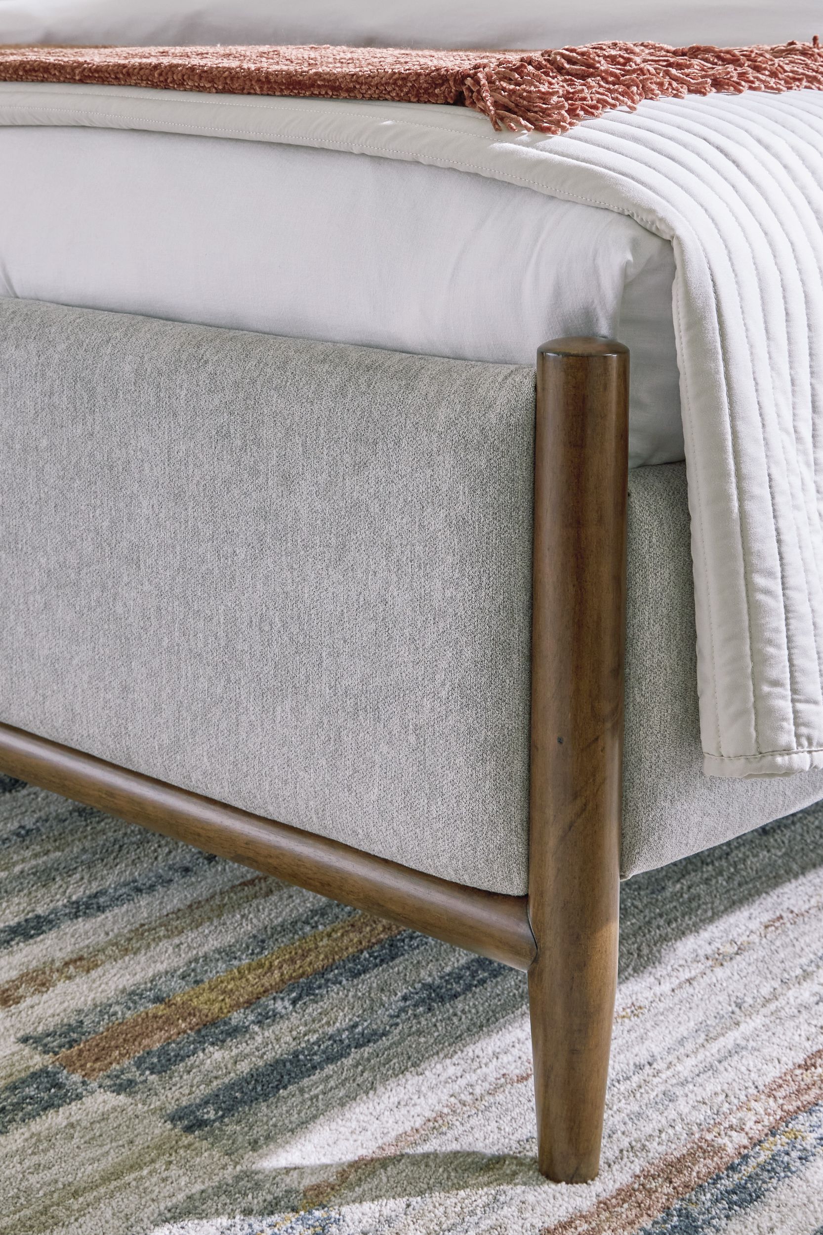 Lyncott Fabric/Wood Upholstered Panel Bed, California King Size