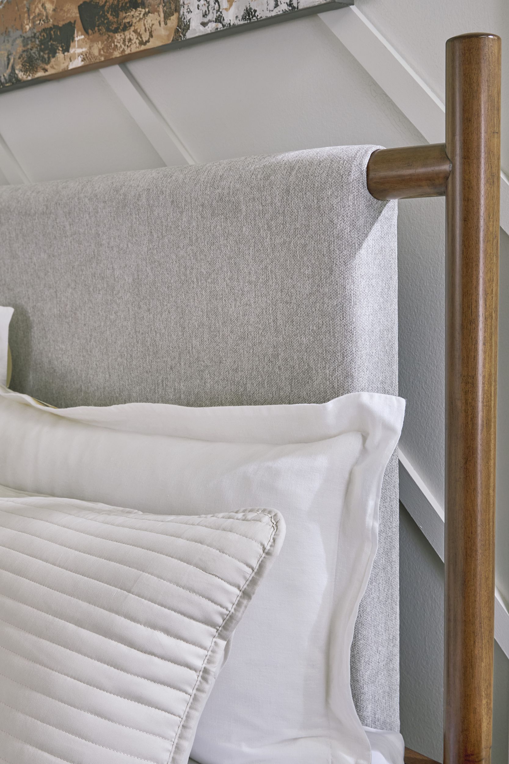 Lyncott Fabric/Wood Upholstered Panel Bed, Queen Size