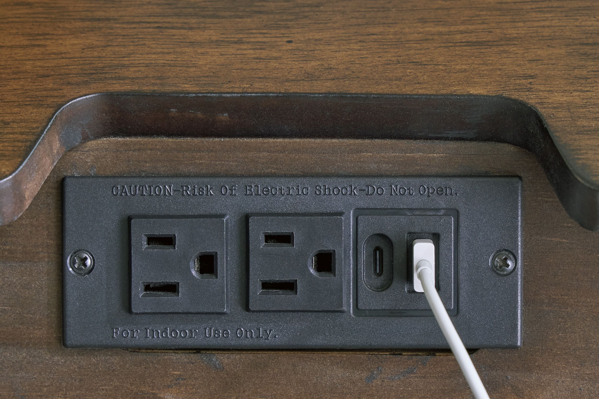 Lyncott 2-Drawer Wood Nightstand w/USB Charger