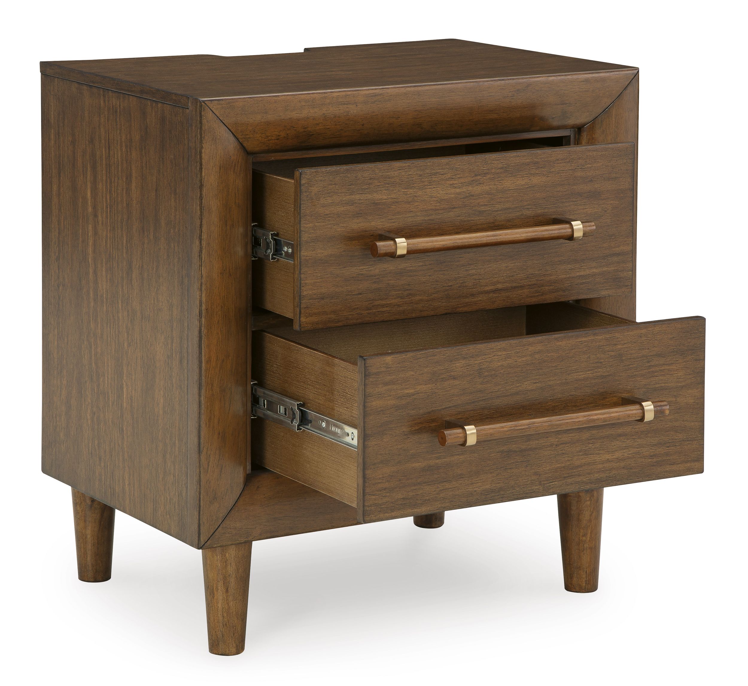Lyncott 2-Drawer Wood Nightstand w/USB Charger