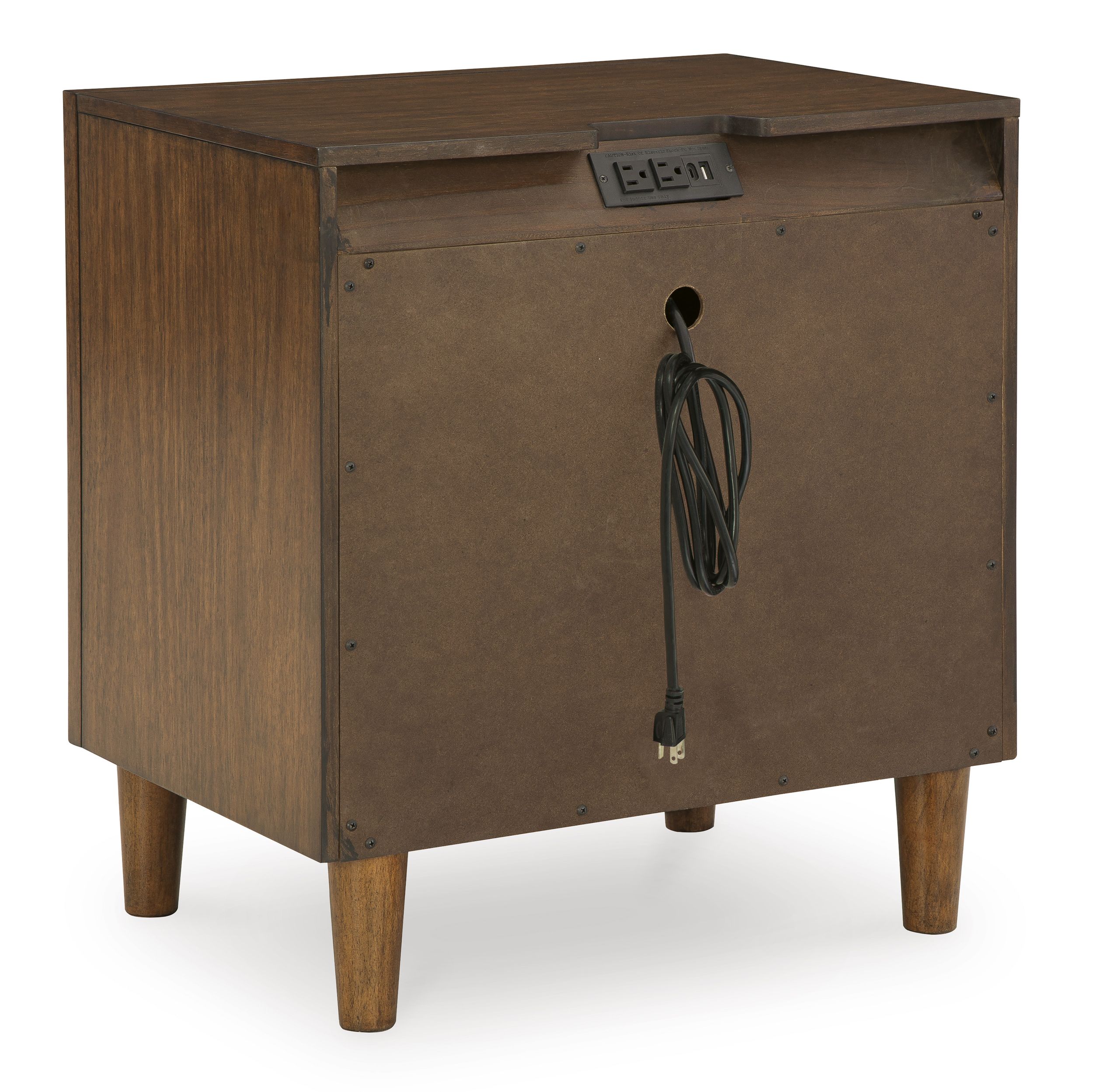 Lyncott 2-Drawer Wood Nightstand w/USB Charger