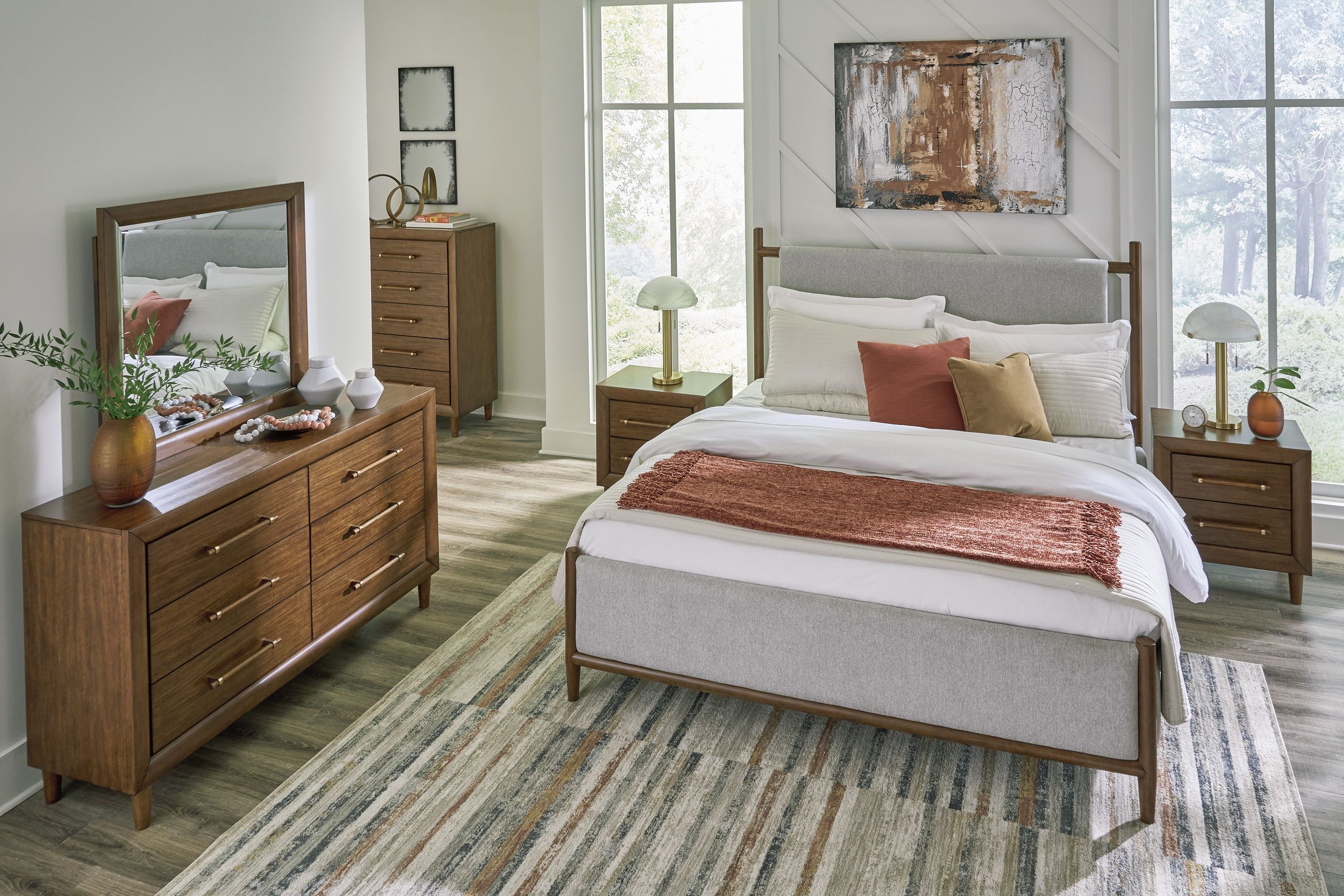Lyncott Fabric/Wood Upholstered Panel Bedroom Set