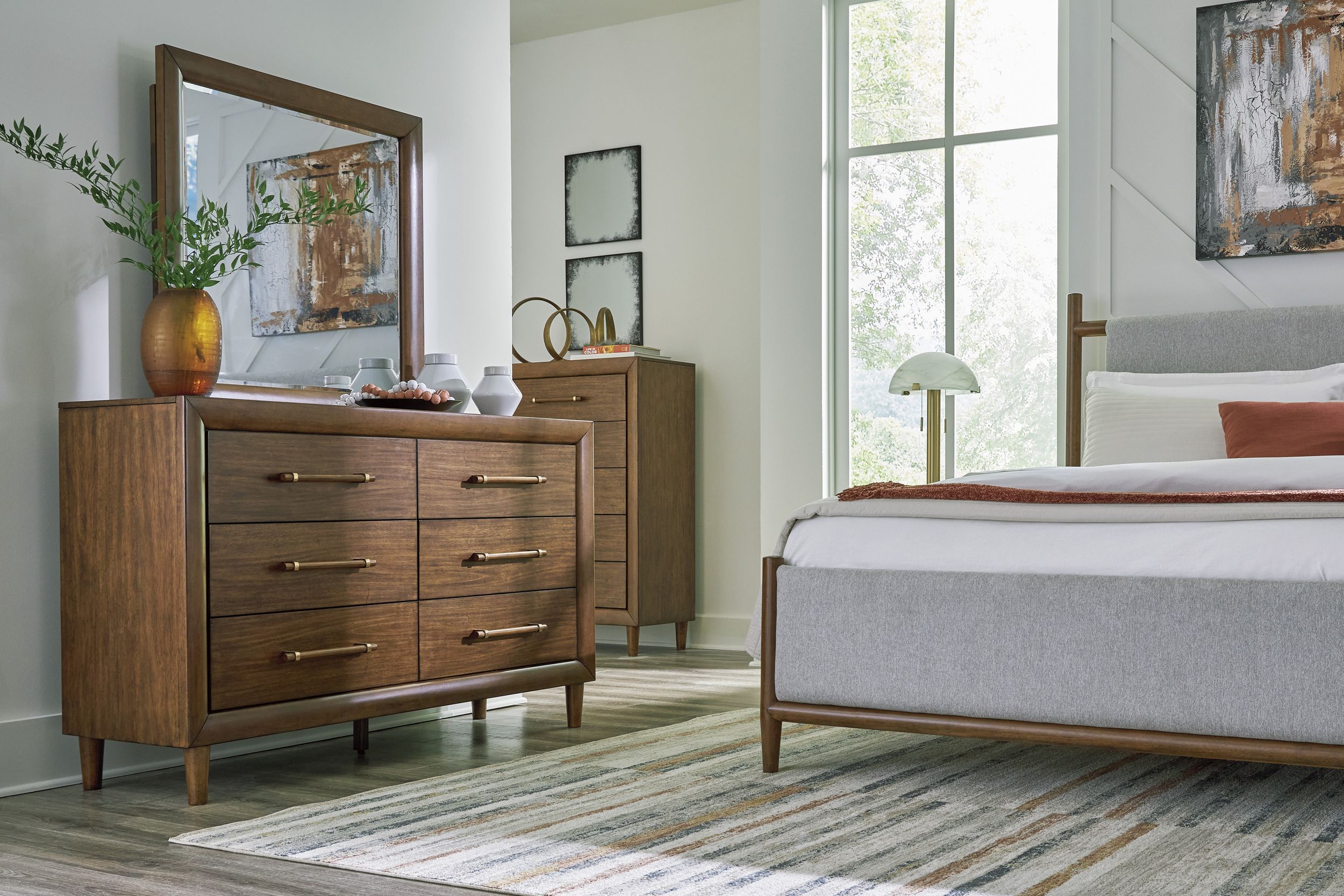 Lyncott Fabric/Wood Upholstered Panel Bedroom Set