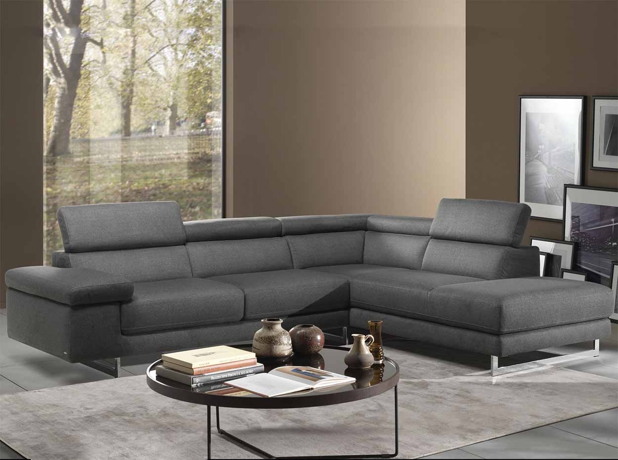 Saggezza Fabric/Leather L-Shape Sectional Sofa