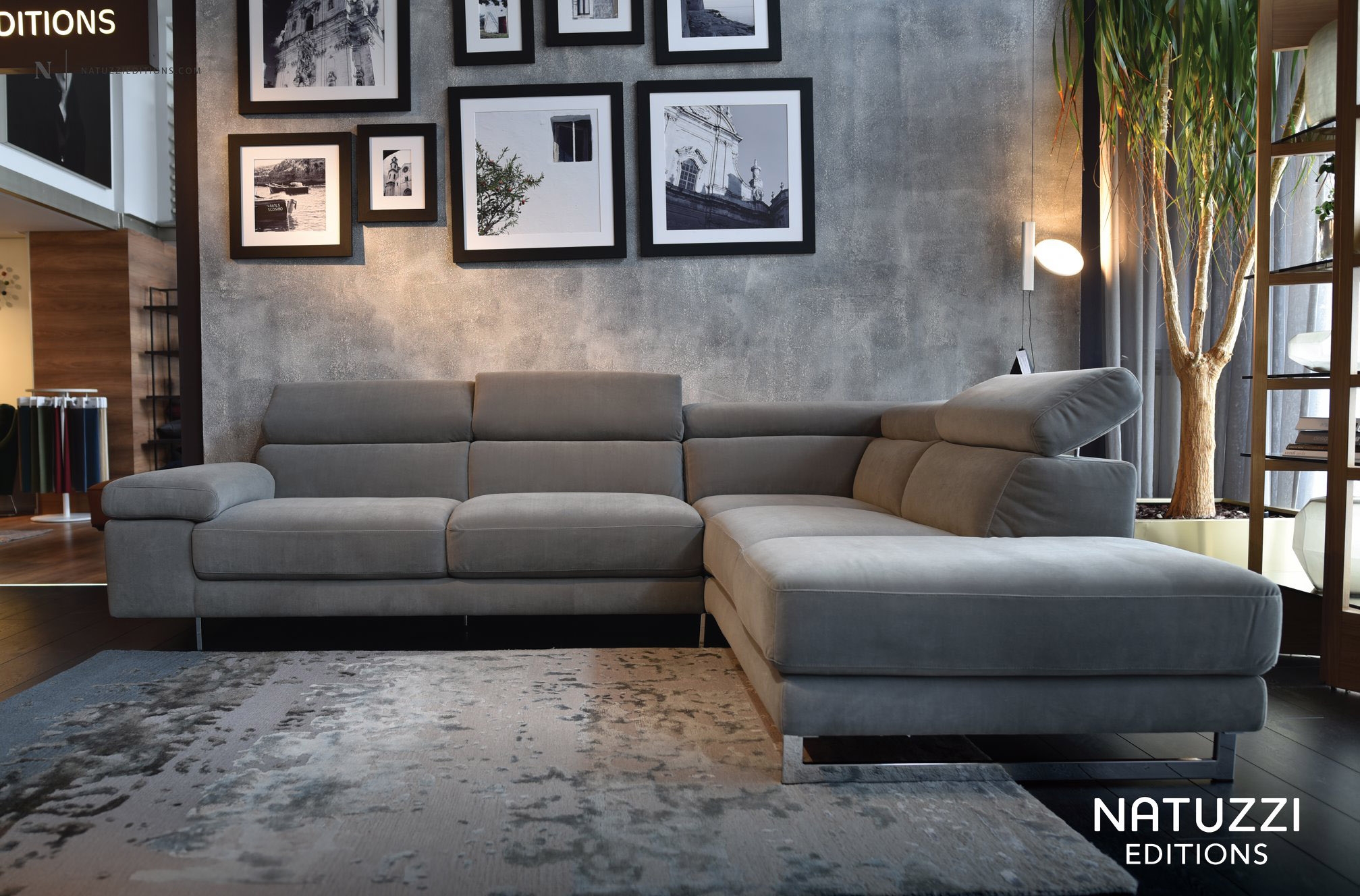 Saggezza Fabric/Leather L-Shape Sectional Sofa