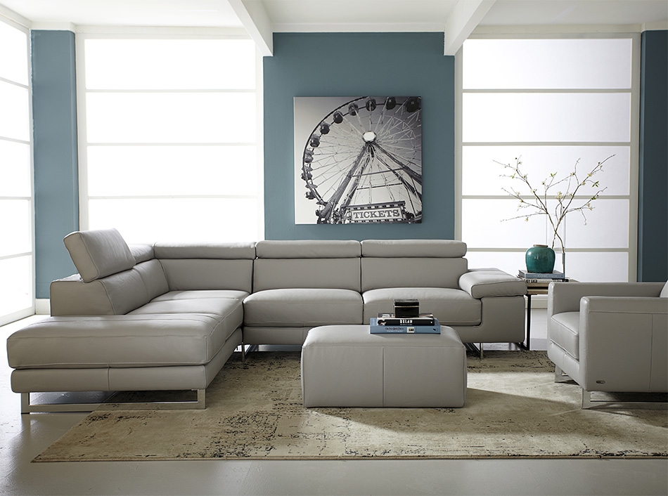 Saggezza Fabric/Leather L-Shape Sectional Sofa