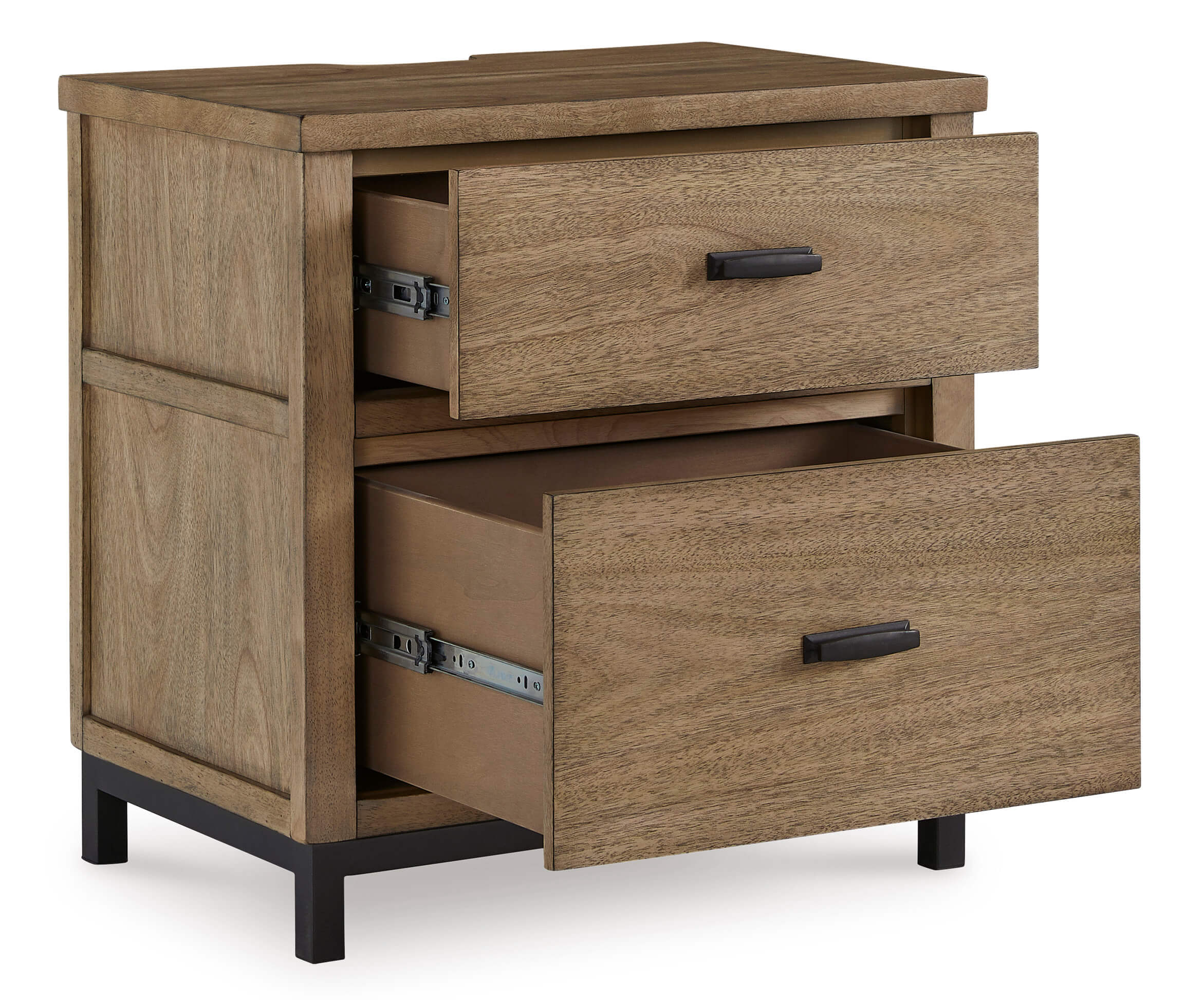 Tomtyn Wood 2-Drawer Nightstand w/USB Charger & Power Supply