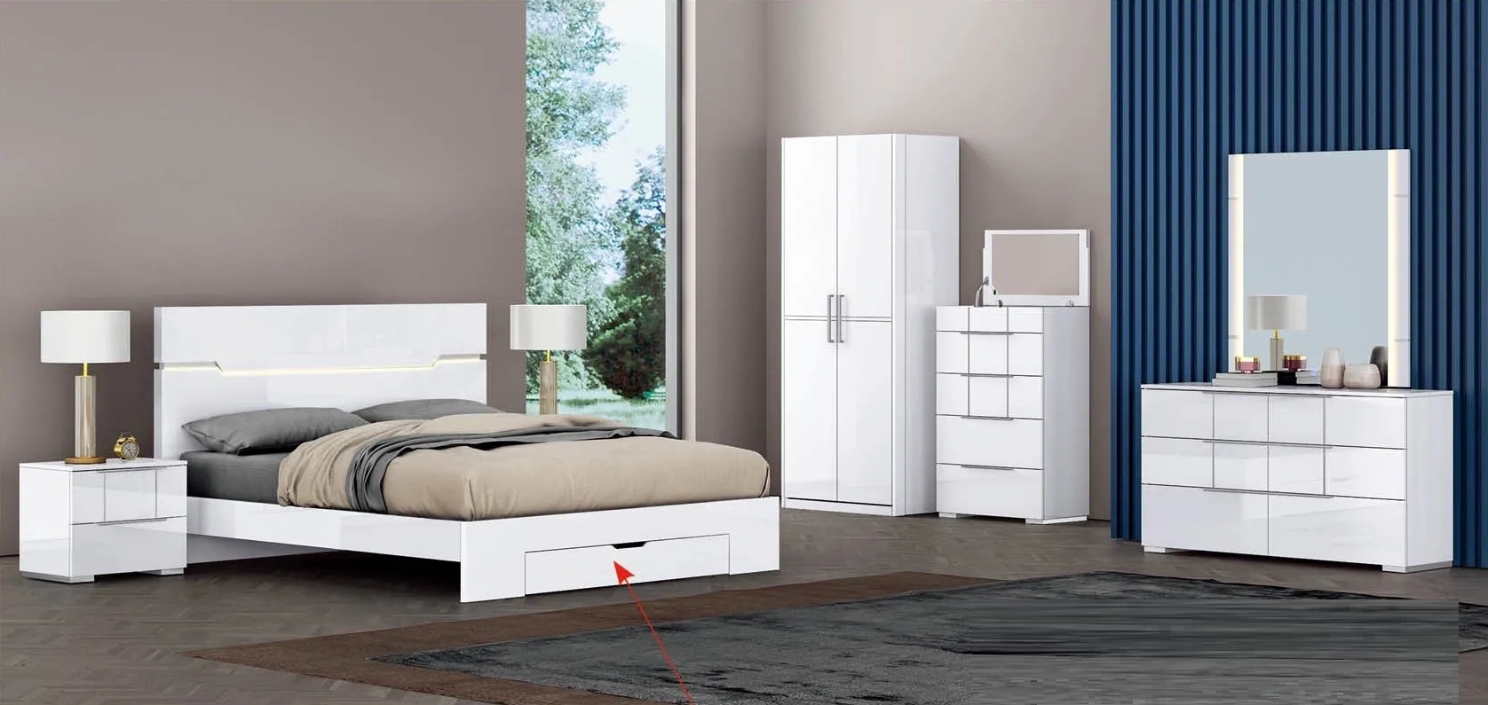 B632 King Storage Platform Bed with LED Light