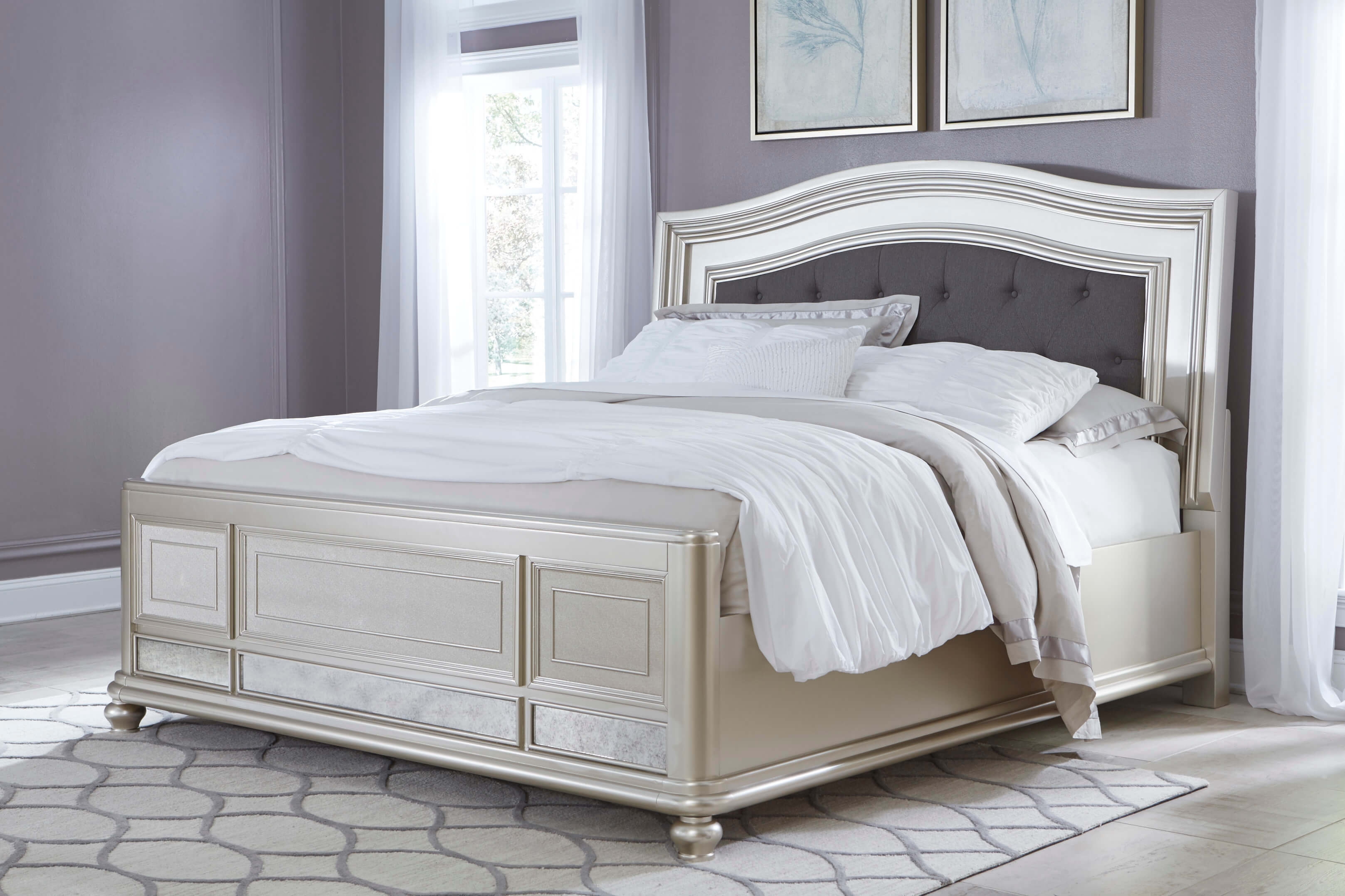 Coralayne Fabric Upholstered Panel King Size Bed