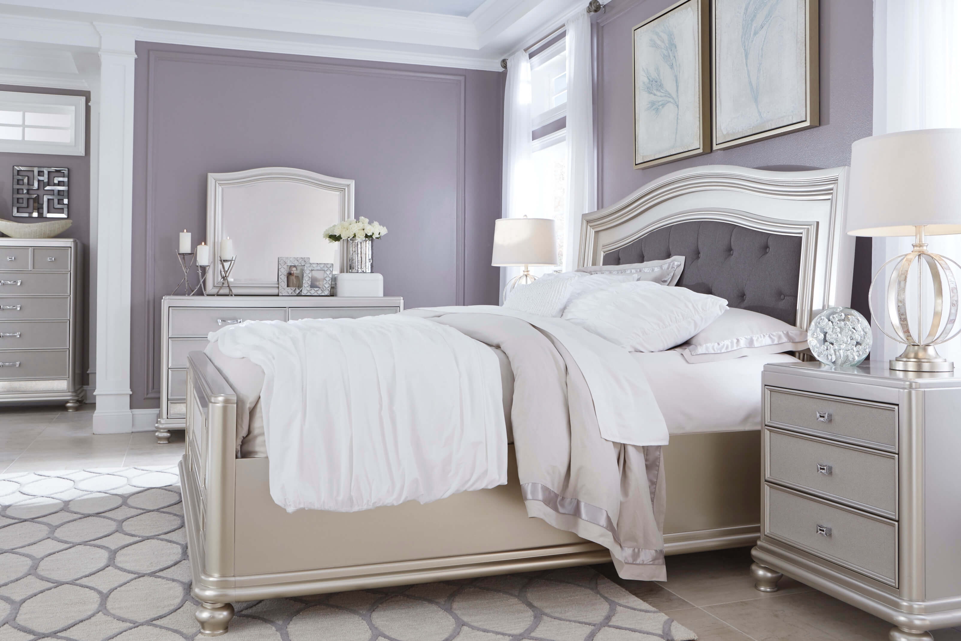 Coralayne Fabric Upholstered Panel King Size Bed