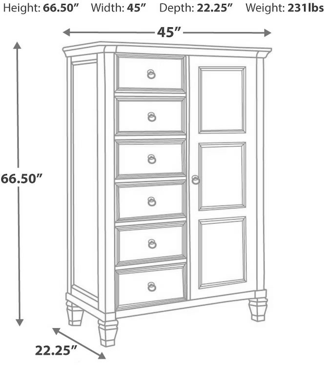 Prentice SM 6-Drawer & Door Wood Veneer Chest