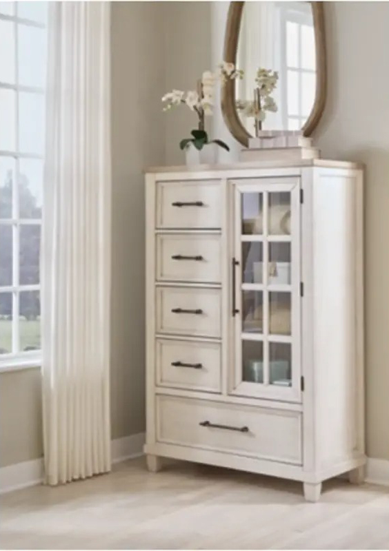 SM Shaybrock Wood Chest w/5 Drawers & Door