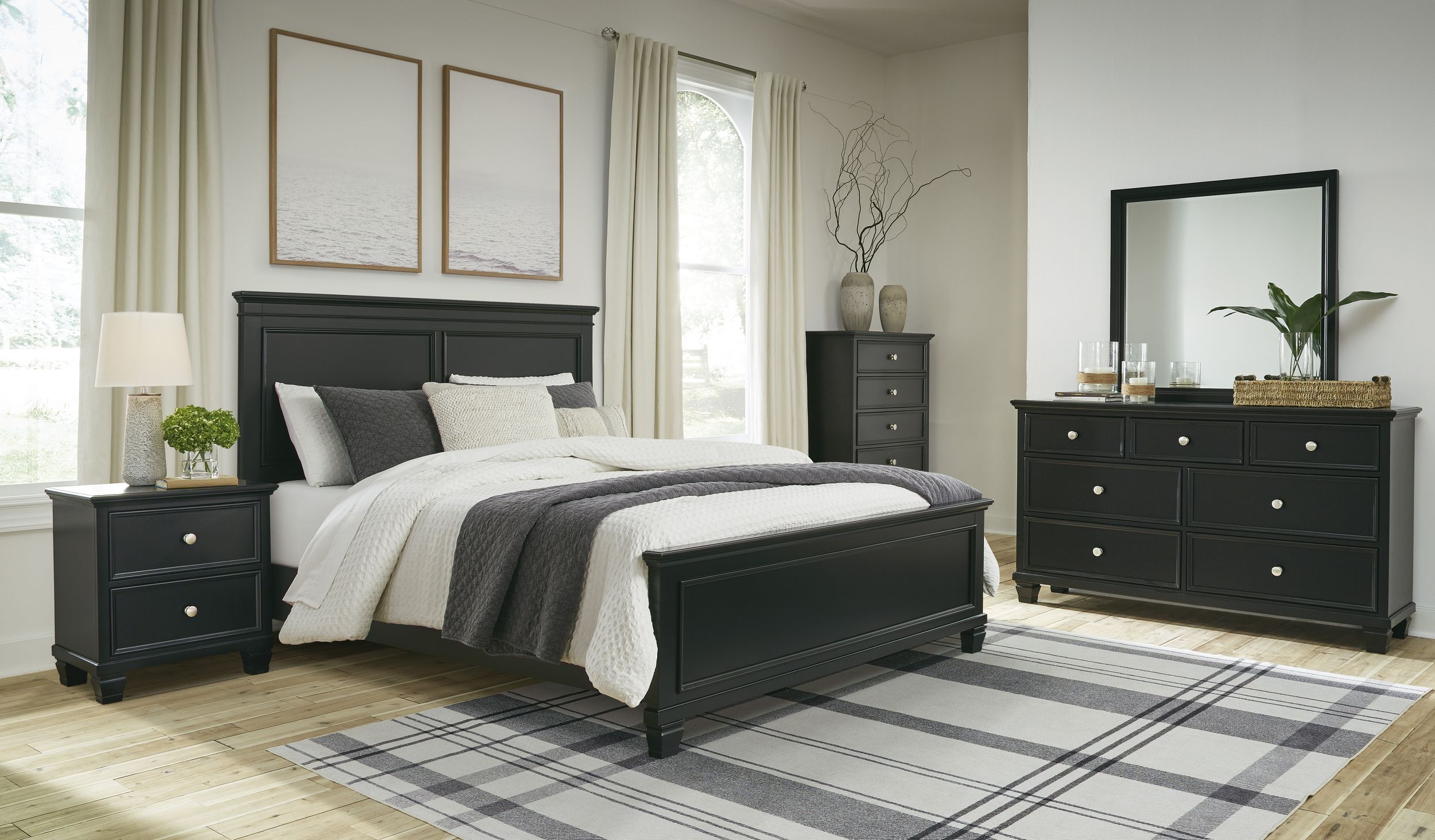 Lanolee Wood Veneer Panel Bedroom Set