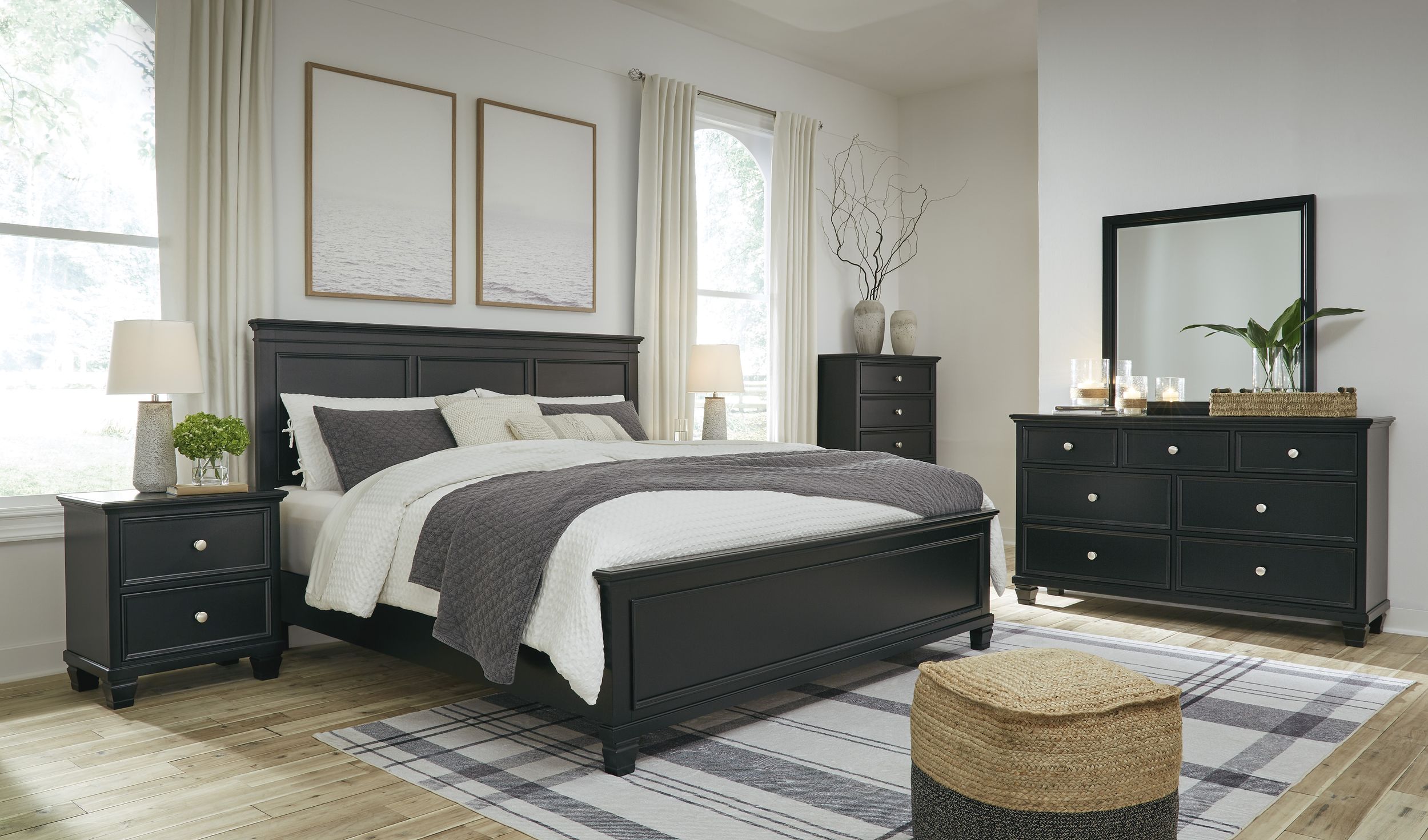 Lanolee Wood Veneer Panel Bedroom Set