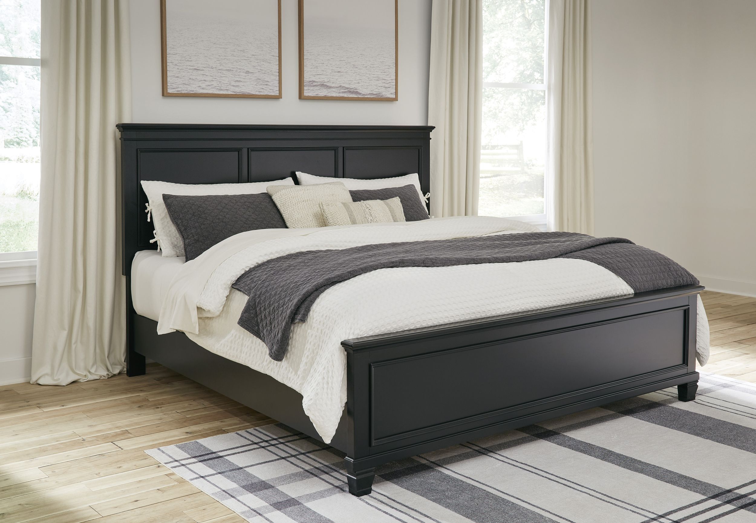 Lanolee Wood Veneer King Size Panel Bed