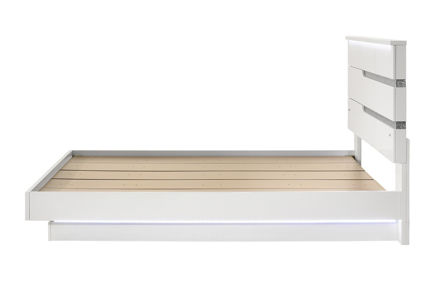 SM Paradox Gloss Laminate Platform Bed w/LED Light, Queen Size