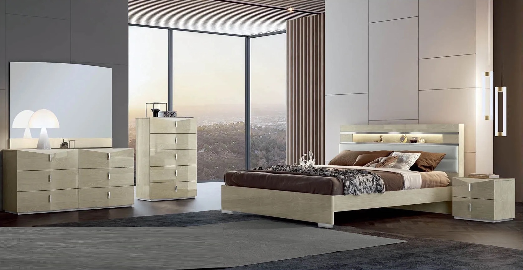 B69 King Platform Bed with LED Light