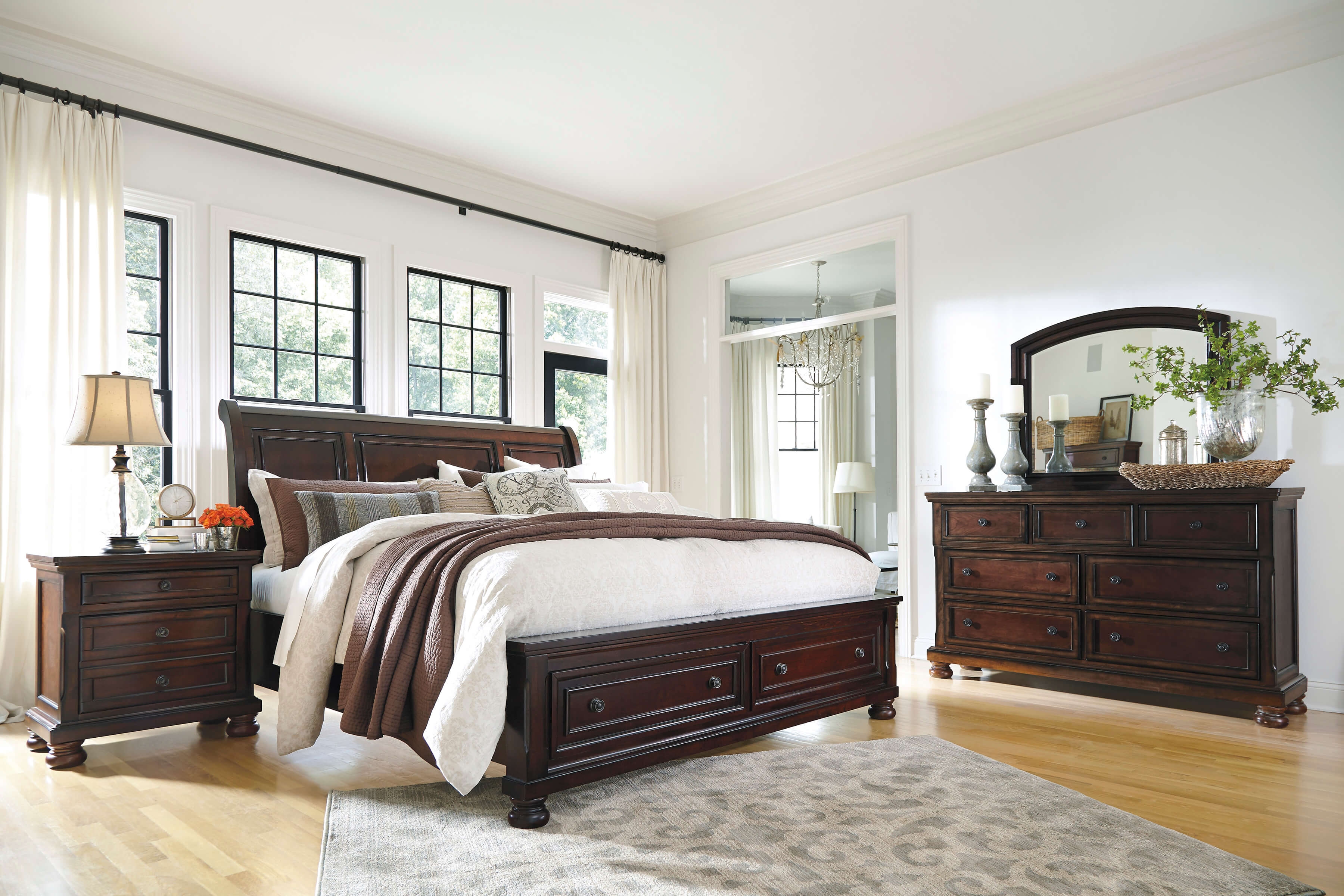 Ashley SM Porter Wood Sleigh Storage Bedroom Set