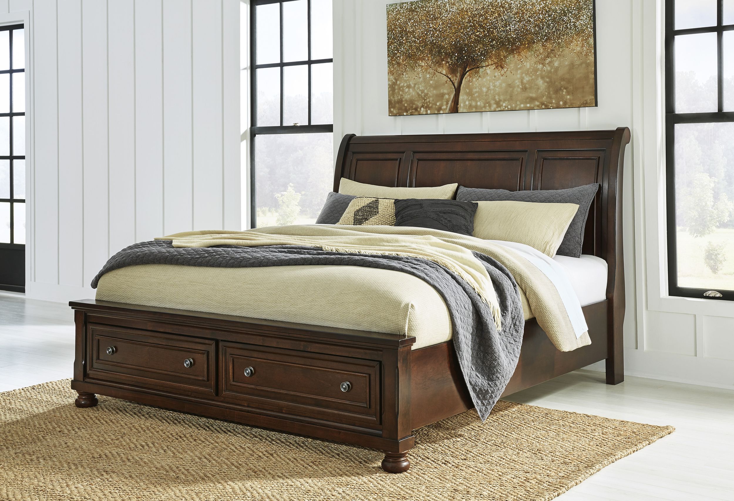 Ashley SM Porter Wood Sleigh Storage King Size Bed