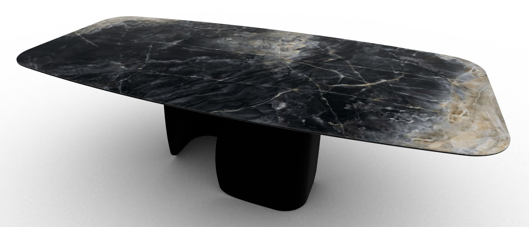 Twins W98.4-inch Ceramic/Metal Customizable Elliptical Dining Table