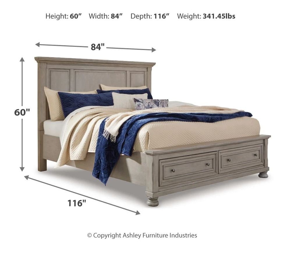 Ashley SM Lettner Wood Storage Panel Bed with 2 Storage Drawers